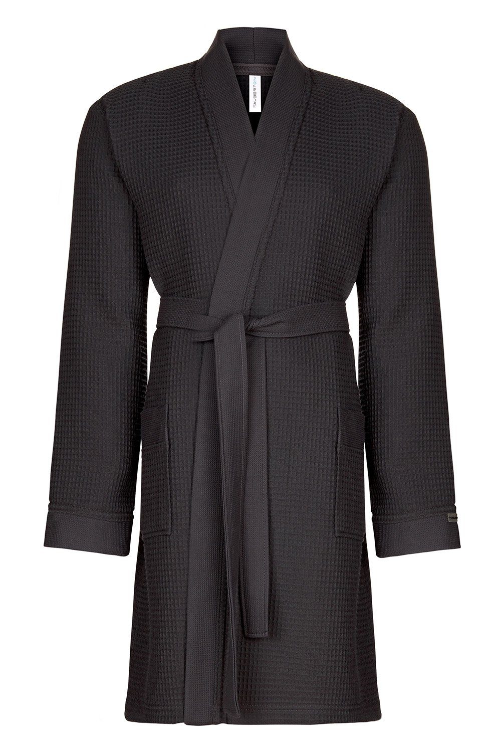 Taubert Bademantel Spa Thalasso, Baumwolle, zwei Taschen, Bindegürtel, mit Bindegürtel, Short Kimono für Herren, kurzer Wellnessmantel, 100 cm, Pique