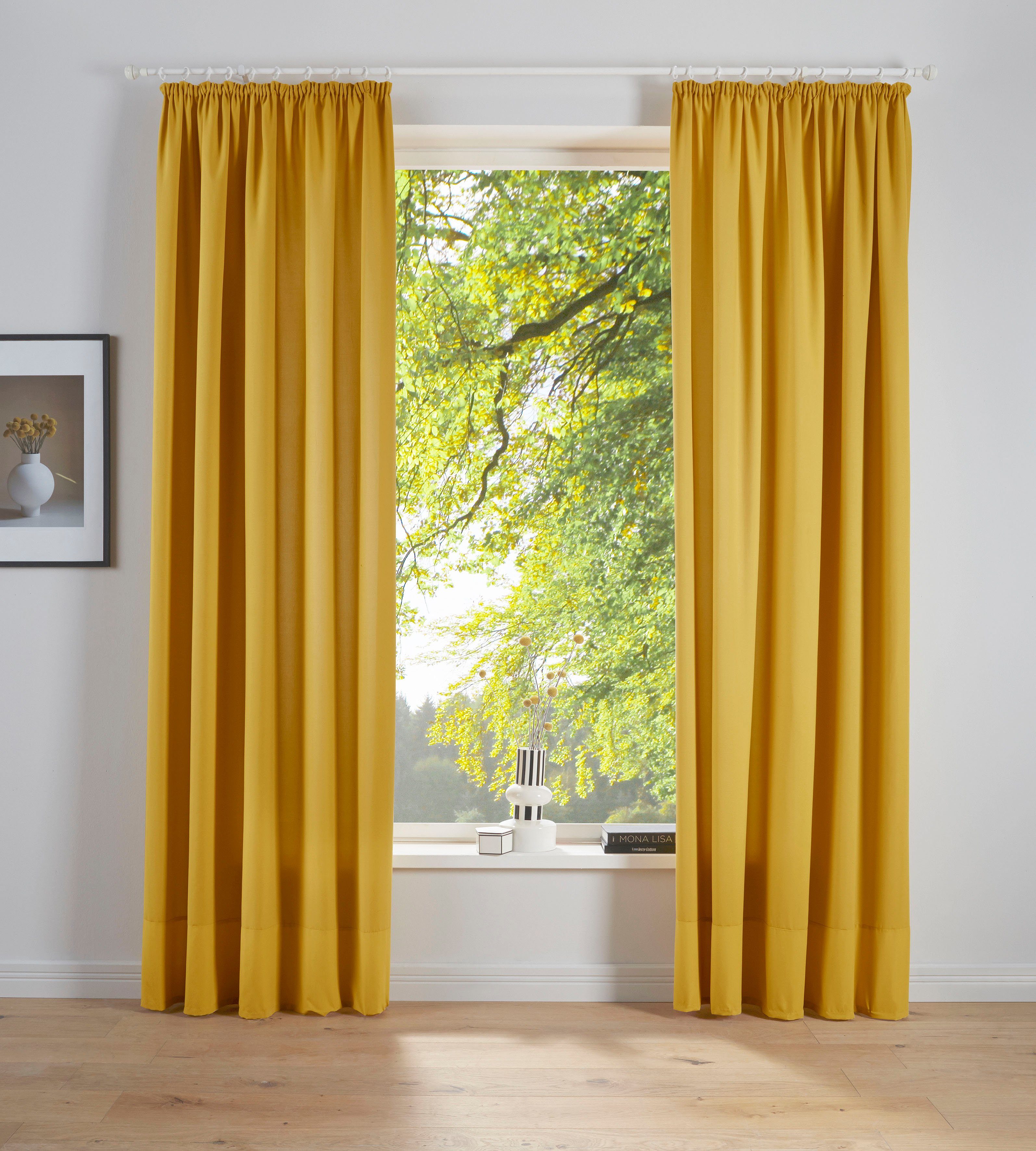 Vorhang Raja, my home, Kräuselband (2 St), blickdicht, Polyester, 2er-Set, einfarbig, modern, pflegeleichte Mikrofaser-Qualität