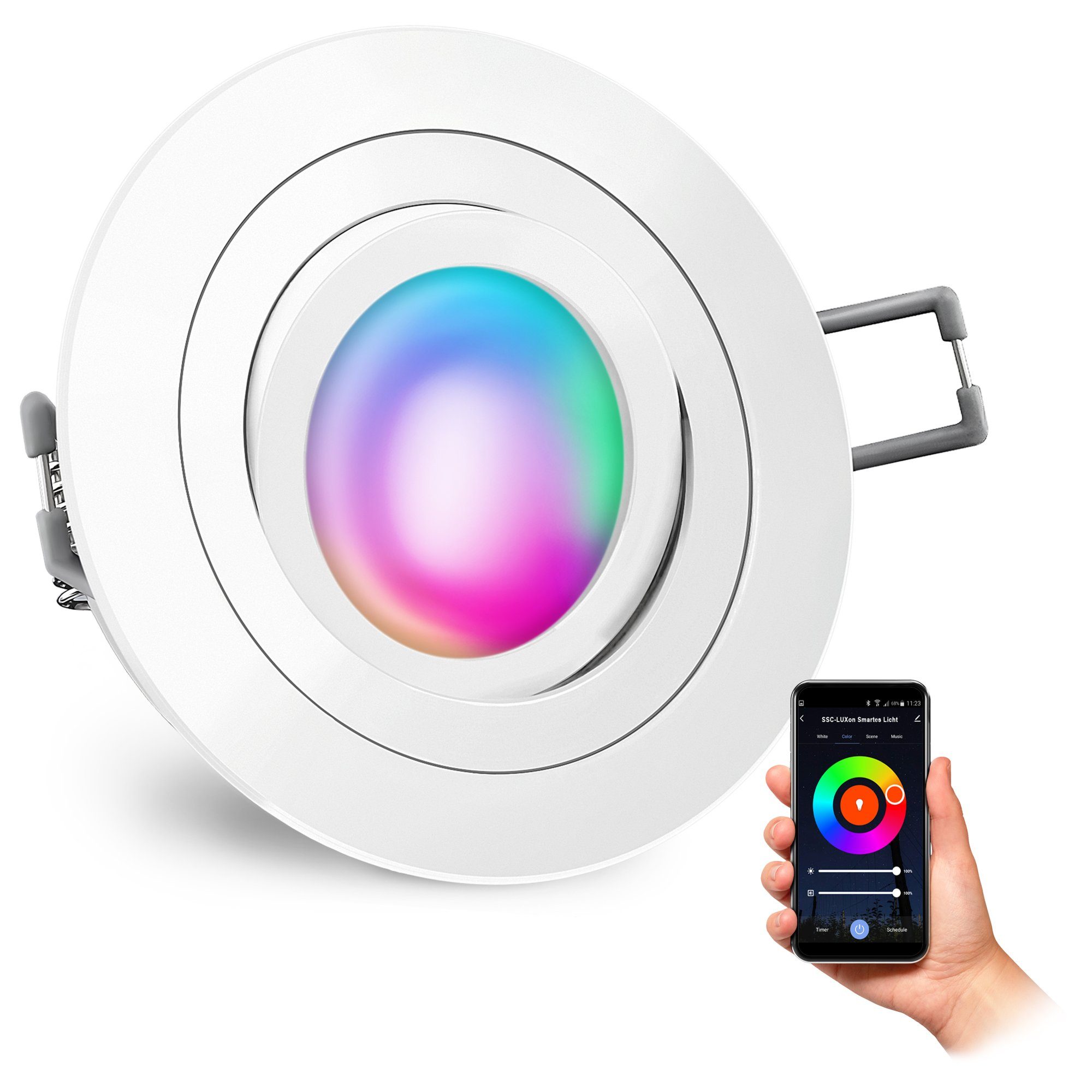 LED Einbaustrahler RF-2 Einbaustrahler schwenkbar mit WLAN RGB LED 5W Lampe GU10