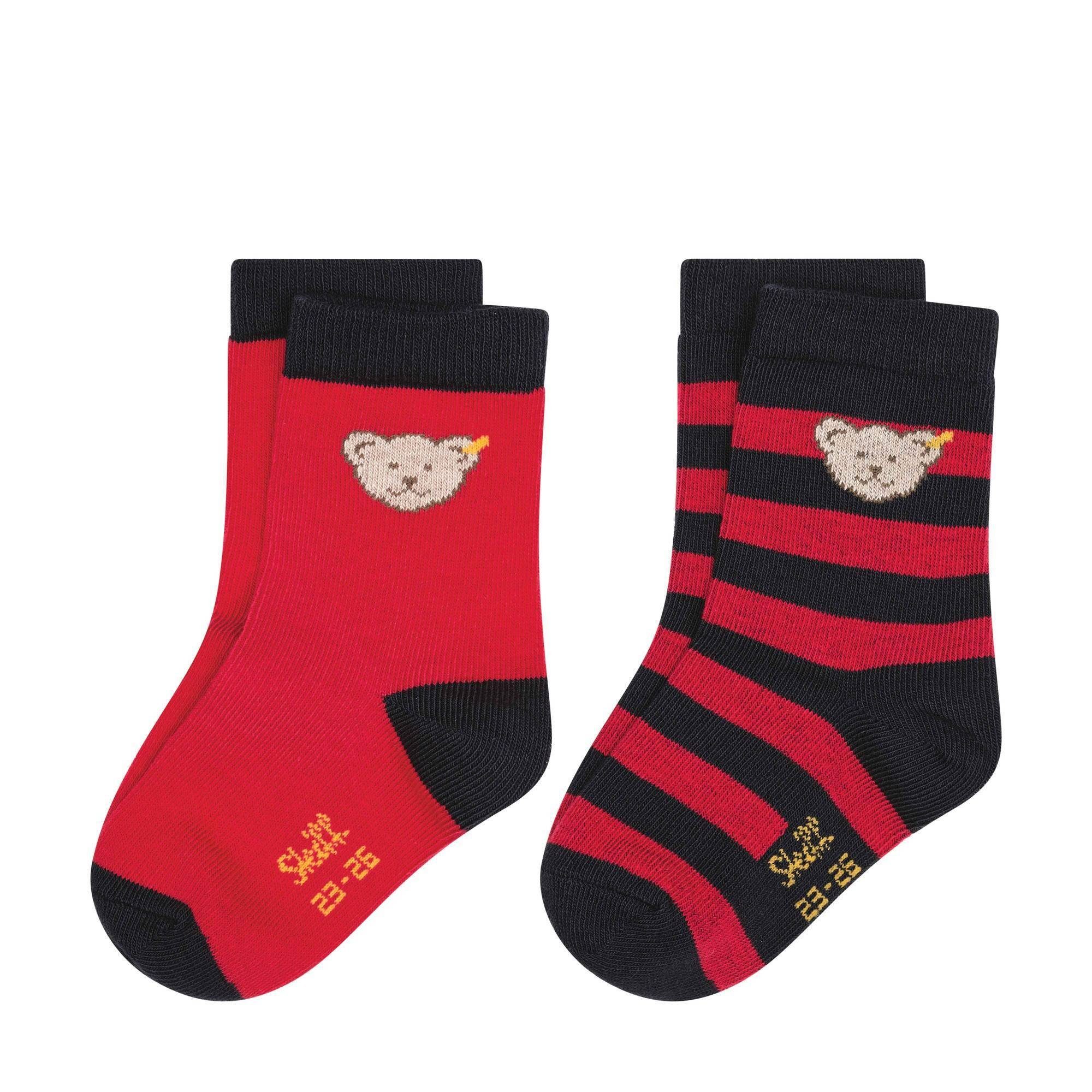 2er Rot - Socken, Steiff Bio-Baumwolle Unisex Kinder Freizeitsocken Pack