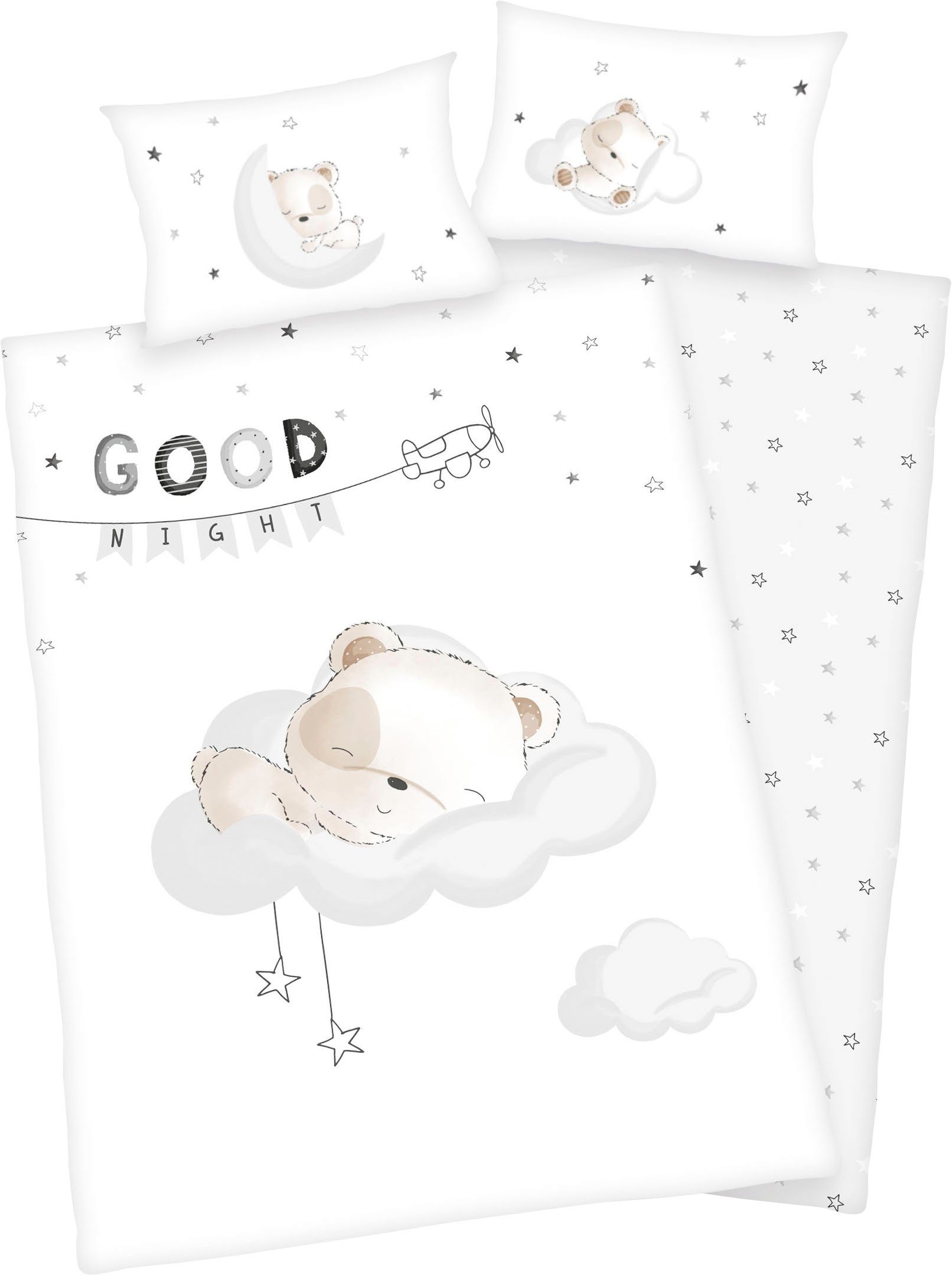 Baby Best Babybettwäsche Sleeping little bear, Flanell, mit niedlichem Motiv und liebevollem Schriftzug
