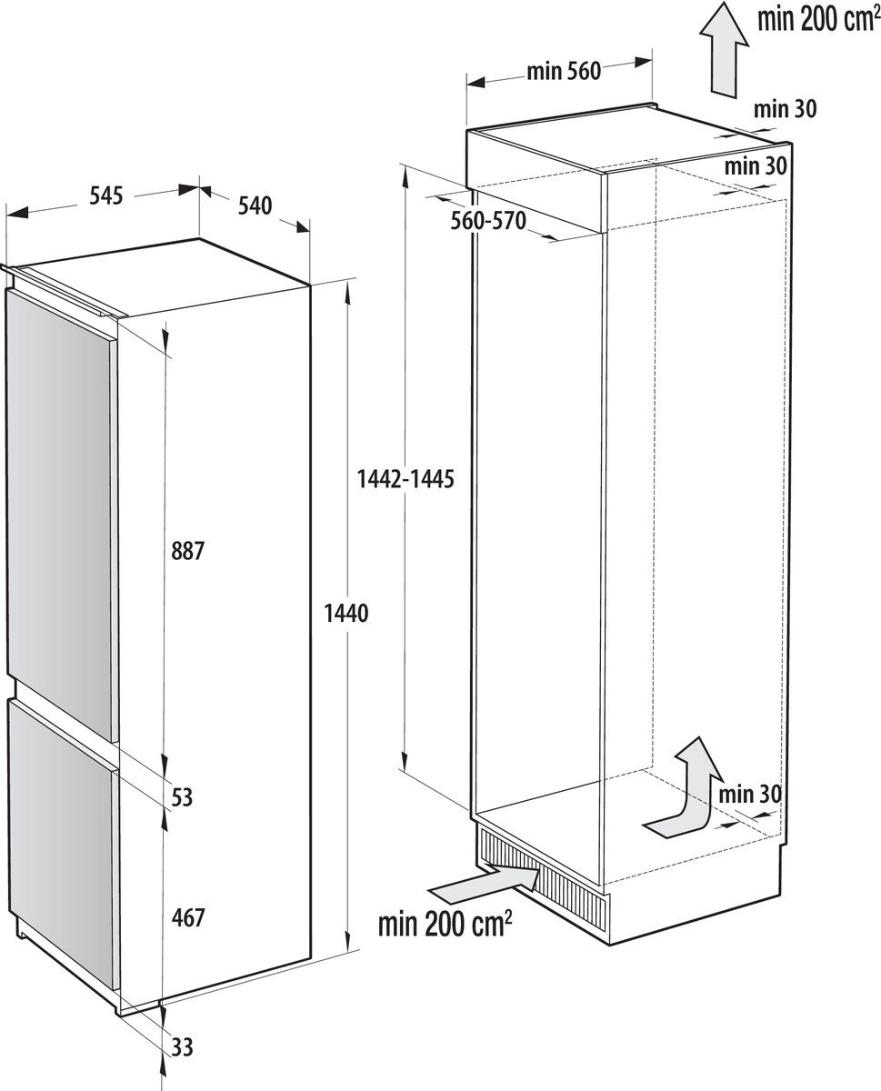 GORENJE Einbaukühlgefrierkombination RKI514E21, 144 cm hoch, 54 cm breit – Bild 4 von 4