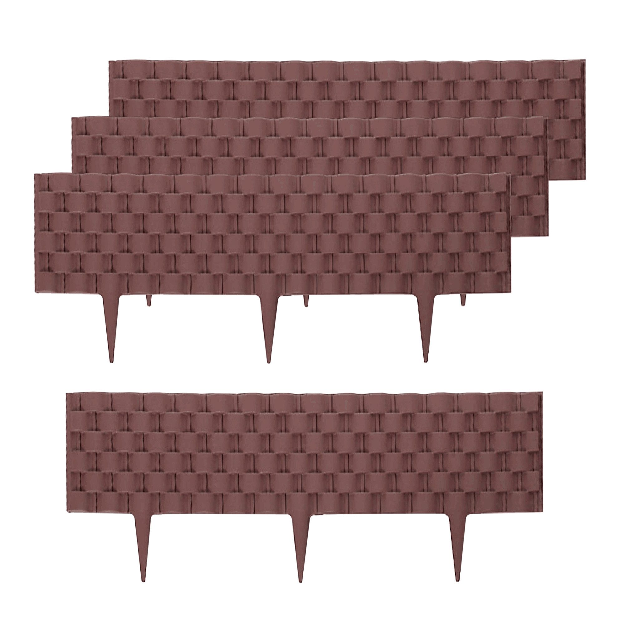 HTI-Living Beetumrandung Beetumrandung Nessa Flechtzaun 4-teilig Braun, LxH: 60x22 cm, Set, 4 Modulen, Beetbegrenzung Beeteinfassung Rattanoptik