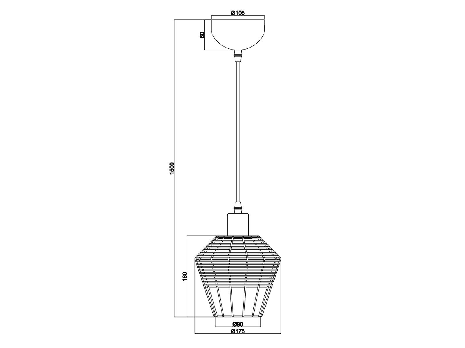 hängend warmweiß, Boho Einflammig meineWunschleuchte Pendelleuchte, Rattan LED über 18cm LED Lampenschirm Kochinsel wechselbar, Schwarz-Natur Natur Dimmfunktion,