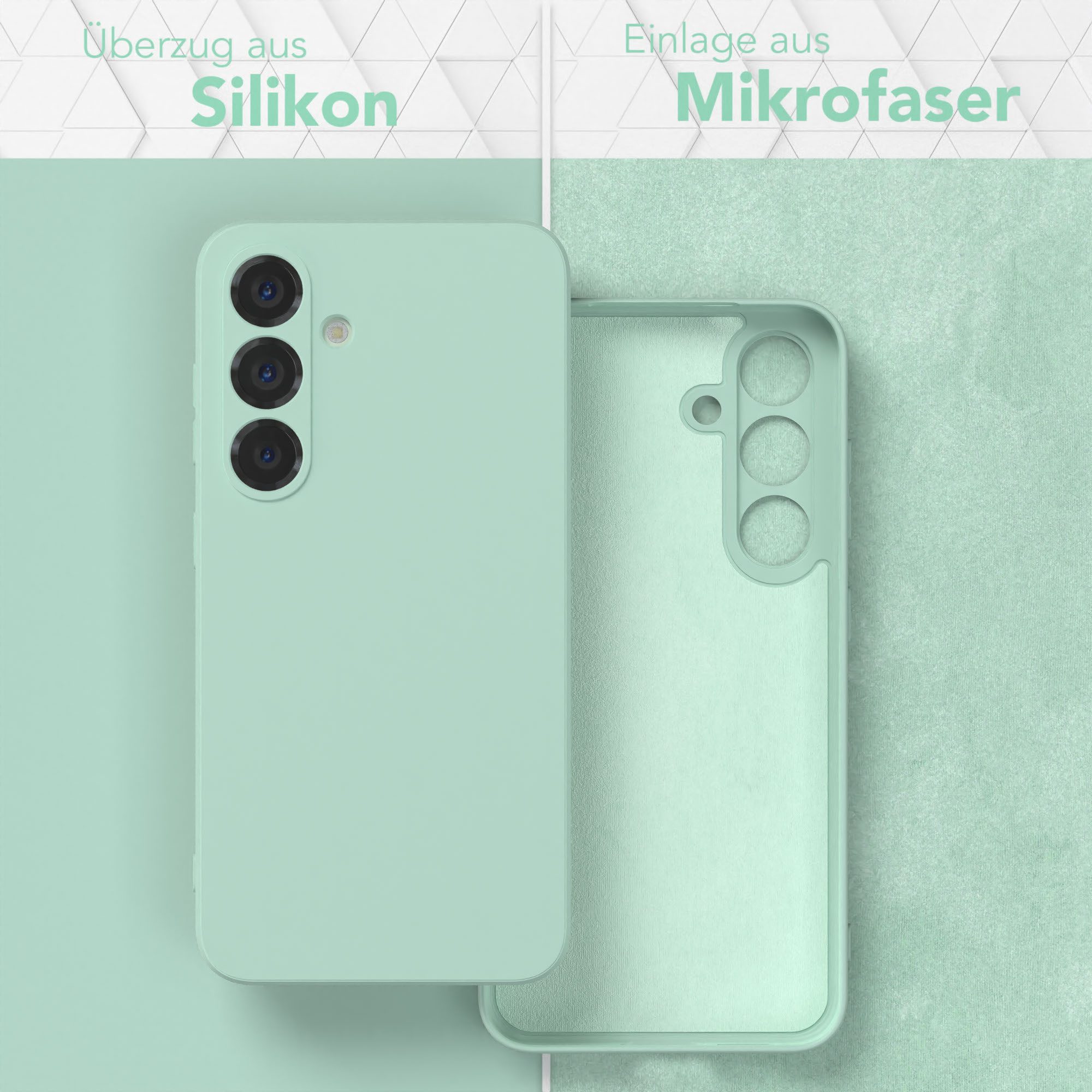 EAZY CASE Handyhülle für Samsung Galaxy S25 Hülle Silikon 6,2 Zoll, Hülle Silikon kratzfest Smart Slimcover Bumper Case Etui Mint Grün