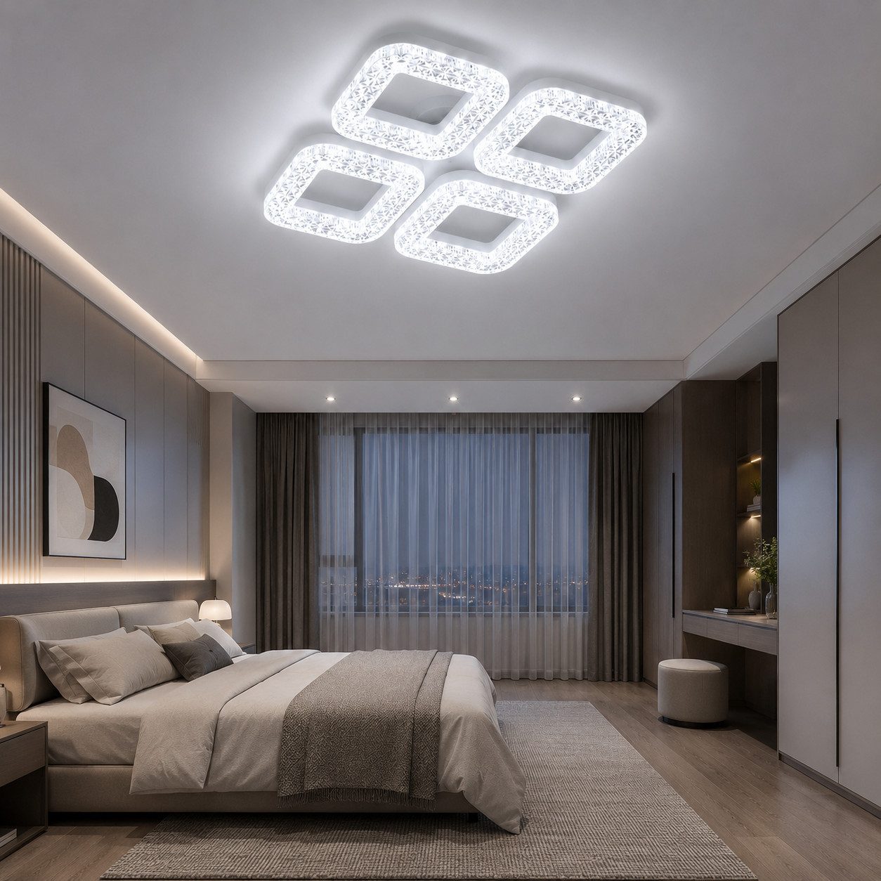 Eurotondisplay LED Deckenleuchte LED Deckenleuchte dimmbar mit Fernbedienung, stufenlos 3000–7000 K, LED fest integriert, Warm- bis Kaltweiß, mit Fernbedienung steuerbar