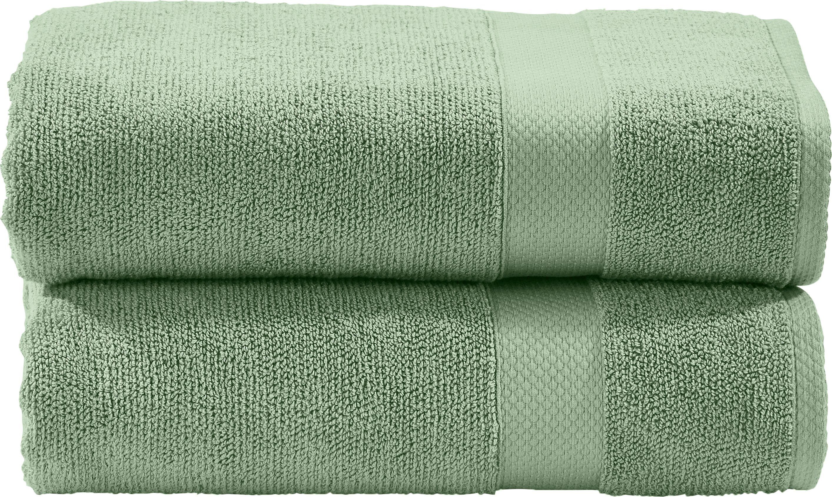 done.® Badetücher Deluxe, Zwirnfrottee Zwirnfrottier Uni green aus Farben, agave hochwertigem 2-tlg., Hotelqualität (2-St)