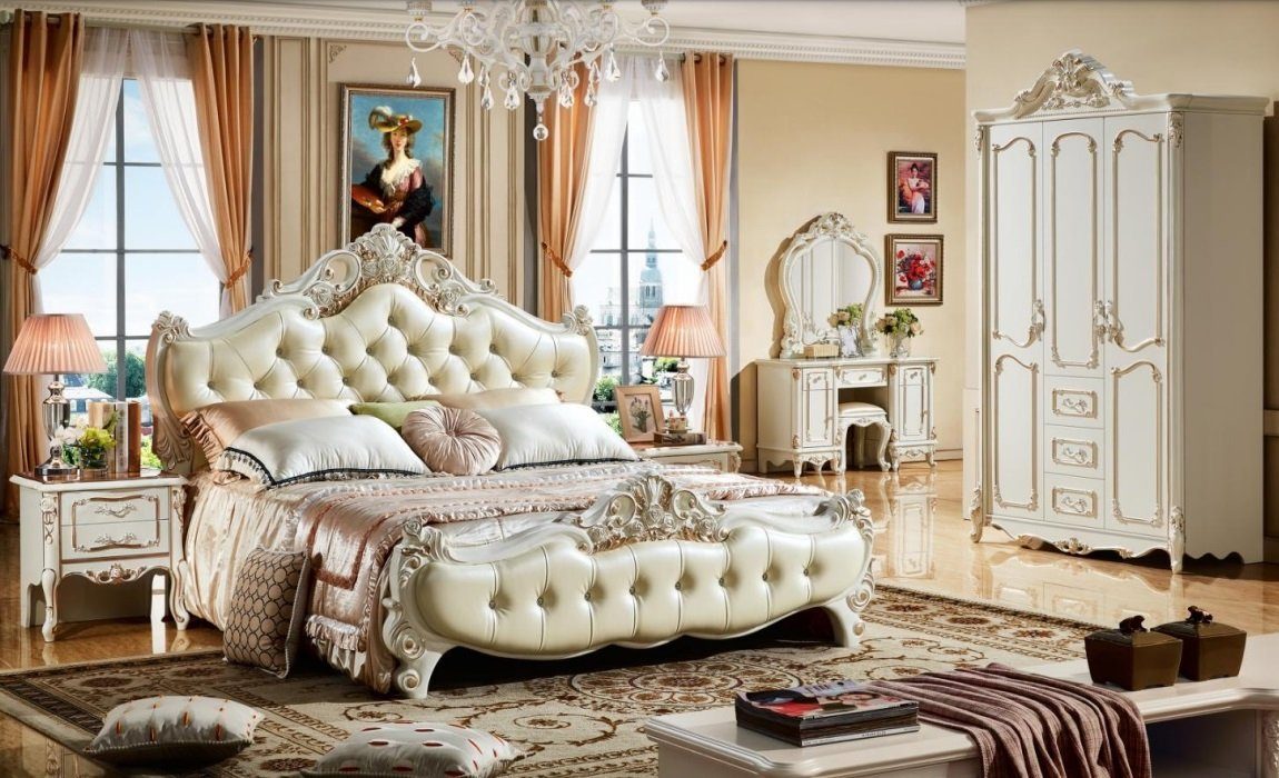 Luxus Betten Bett Design Möbel Schlafzimmer-Set, Schlafzimmer 3tlg. Chesterfield JVmoebel