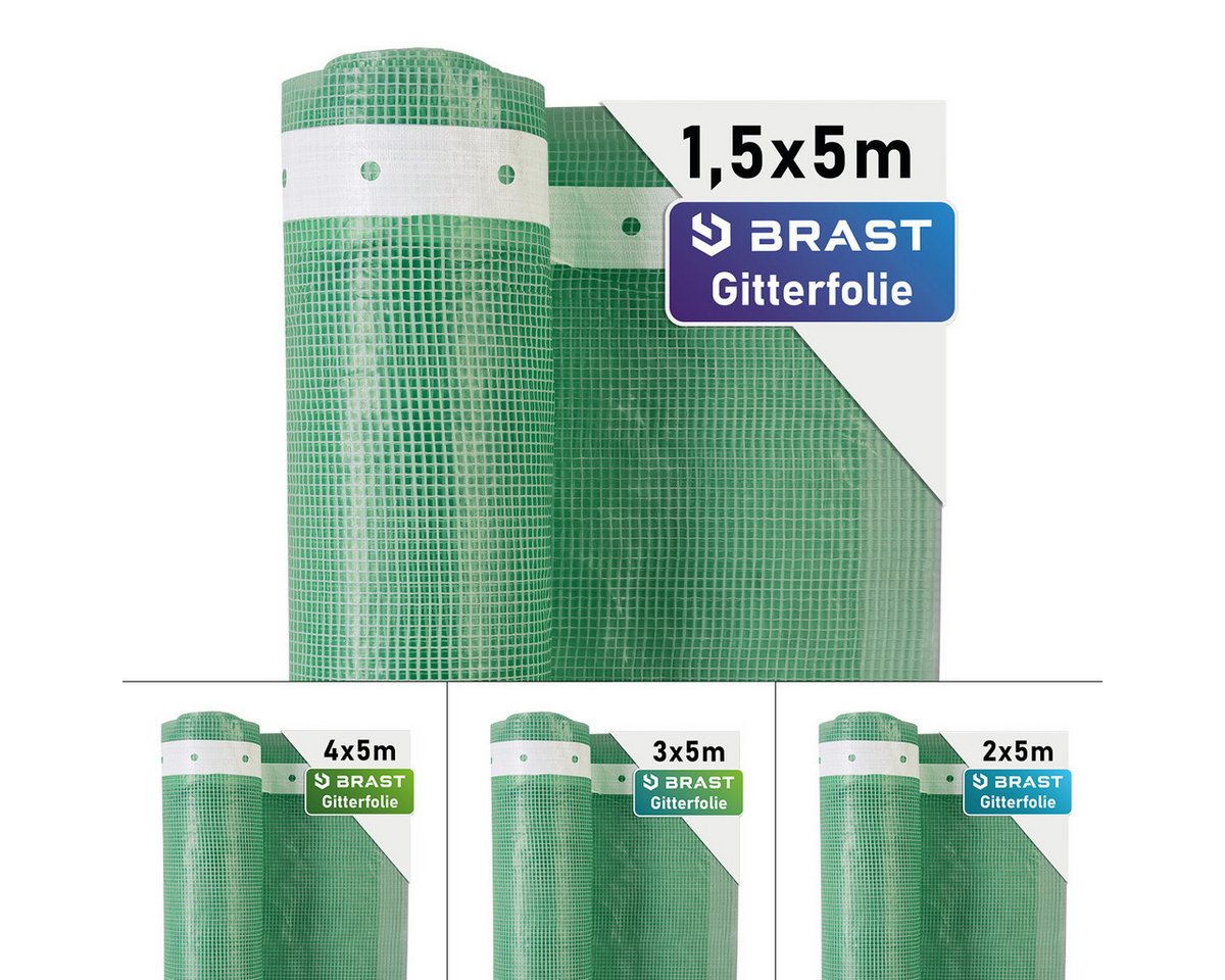 BRAST Gitterfolie Gewächshausfolie 250 g/m², 20 Größen, Breite: 1,5–4m, Länge: 5–15m (witterungsbeständig wasserdicht, verstärkter Nagelrand, UV-beständig lichtdurchlässig), 7,5m² - 60m²