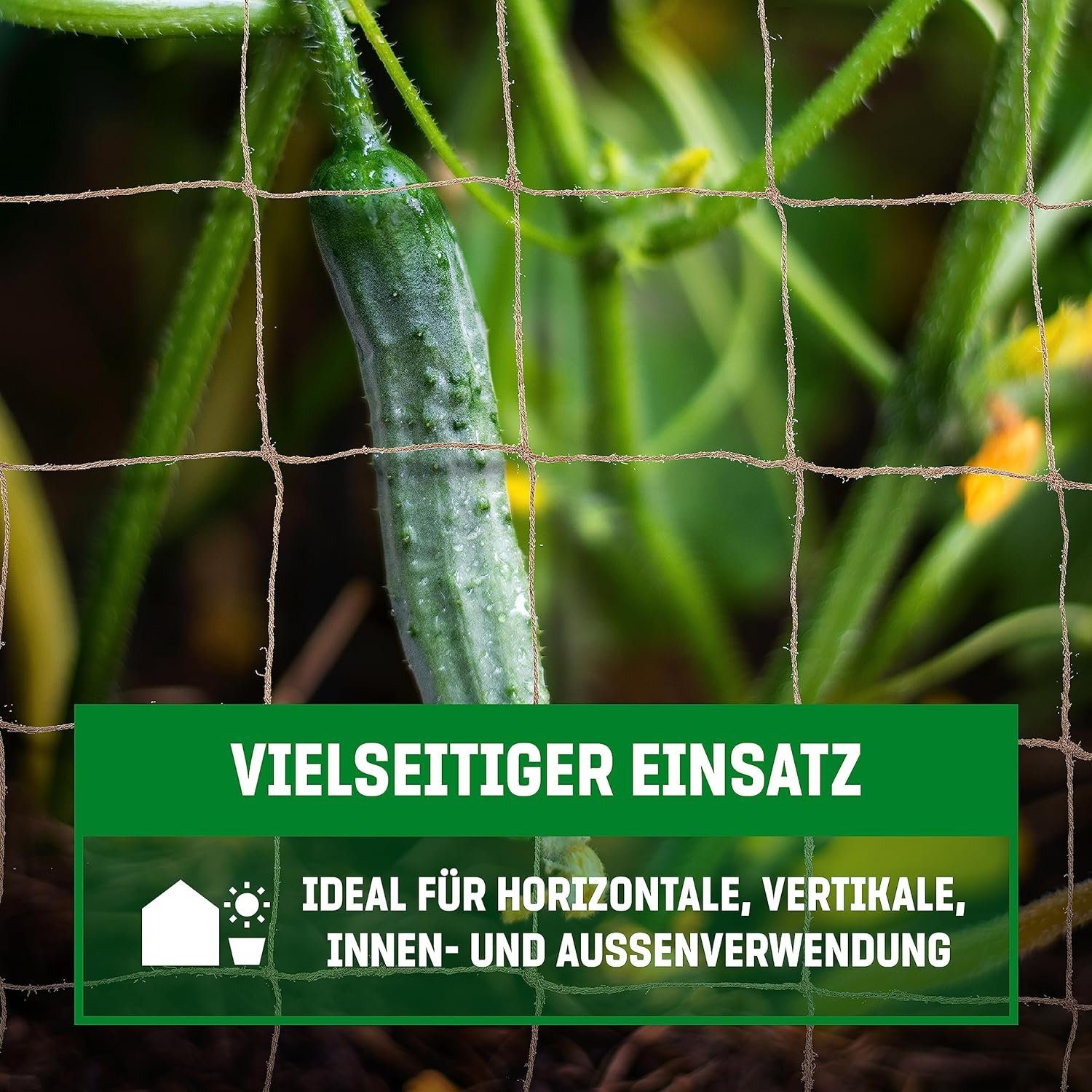 GardenGloss Rankhilfe Jute Ranknetz: Robust und vielseitig einsetzbar für Gurken, Tomaten – Bild 3 von 5
