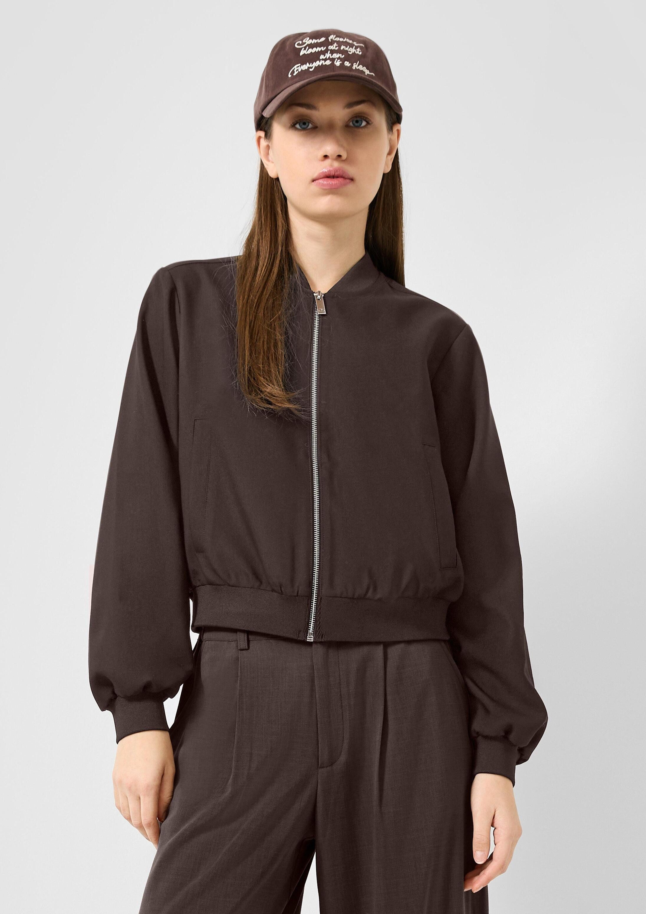 QS Funktionsjacke Indoor-Jacke Leichte Blousonjacke mit Rippbündchen