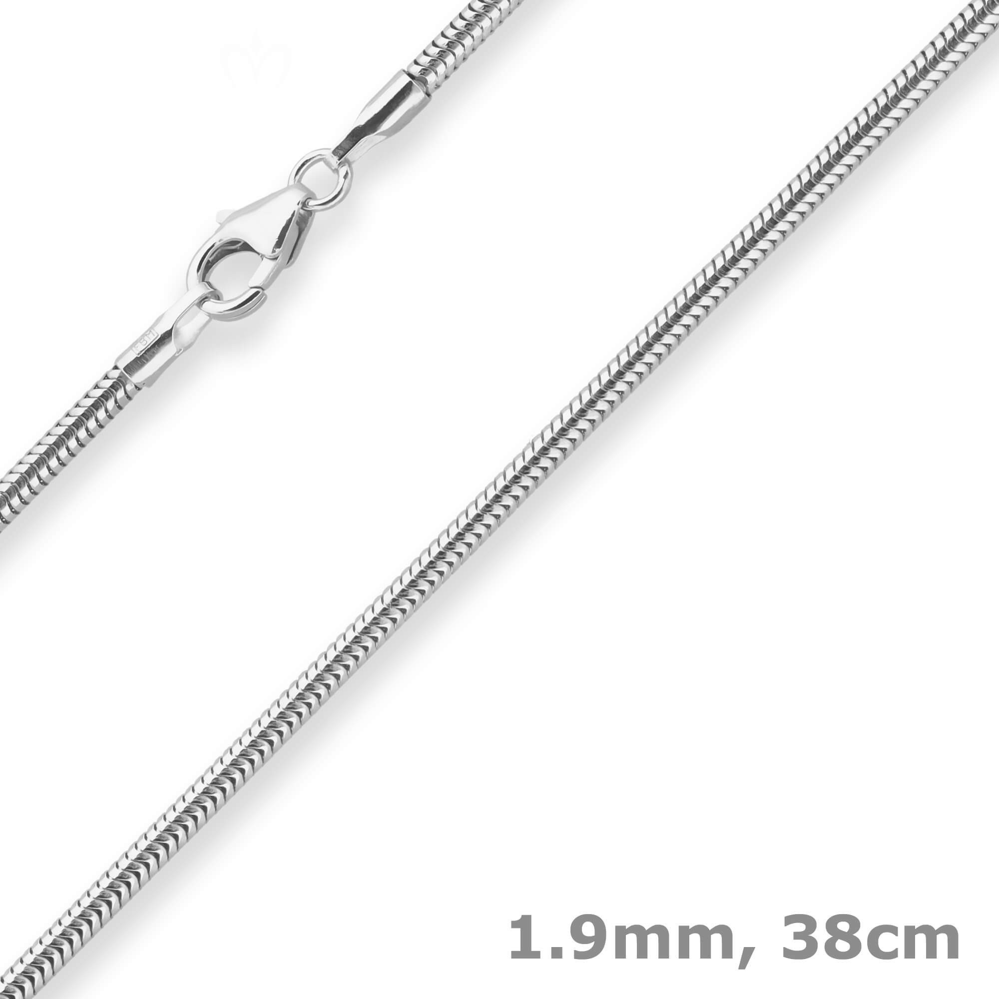 Schmuck Krone Schlangenkette 1,9mm Schlangenkette aus 925 Silber 38cm, Silber 925