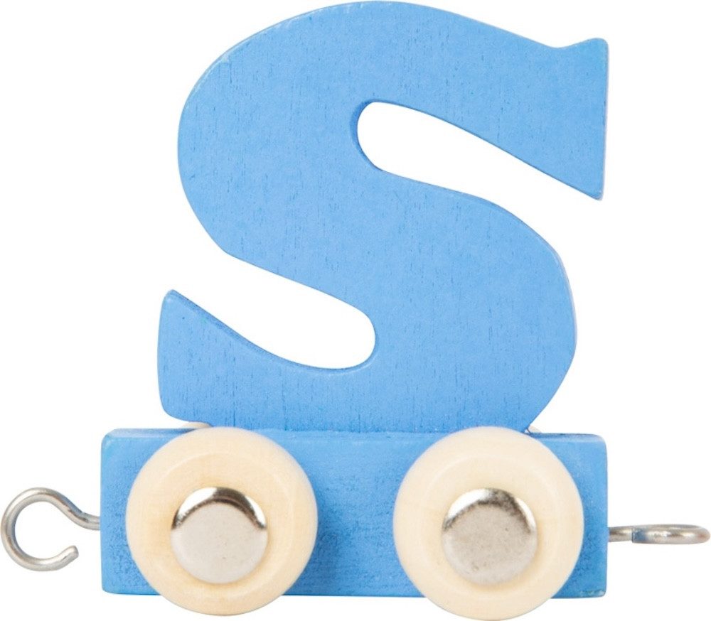 Spielzeug-Zug Buchstabenzug Namenszug S blau Dekozug, Holz