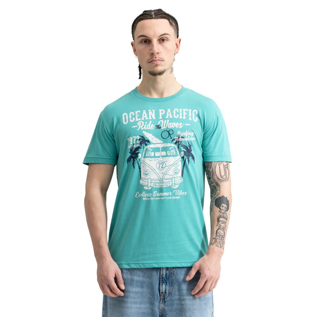 Ocean Pacific Print-Shirt Twinny Aqua / Ecru bedruckt