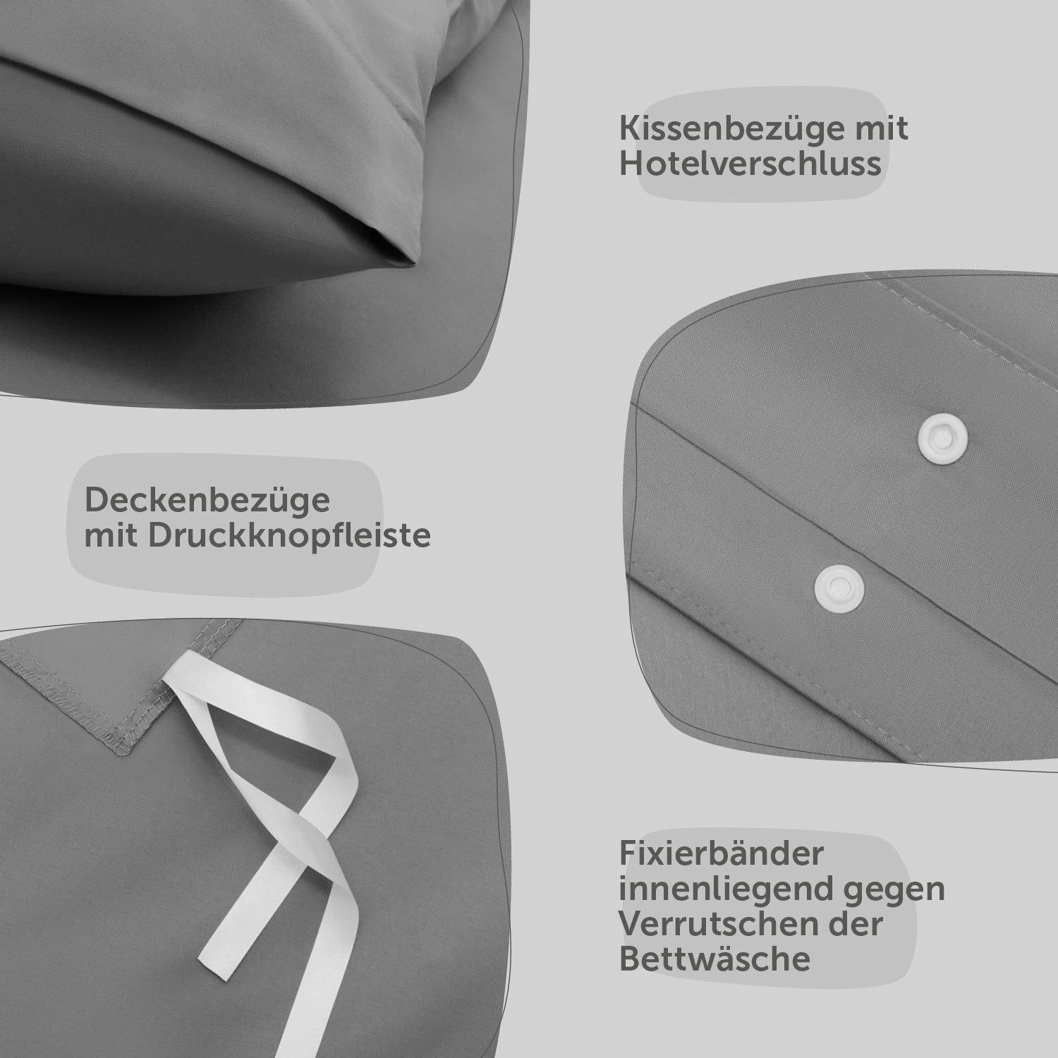 Blumtal Bettwäsche Oeko-TEX zertifizierte Mikrofaser Bettwäsche pflegeleicht & faltenfrei, Mikrofaser, Bettbezüge aus Atmungsaktivem Mikrofaser – Bild 4 von 5