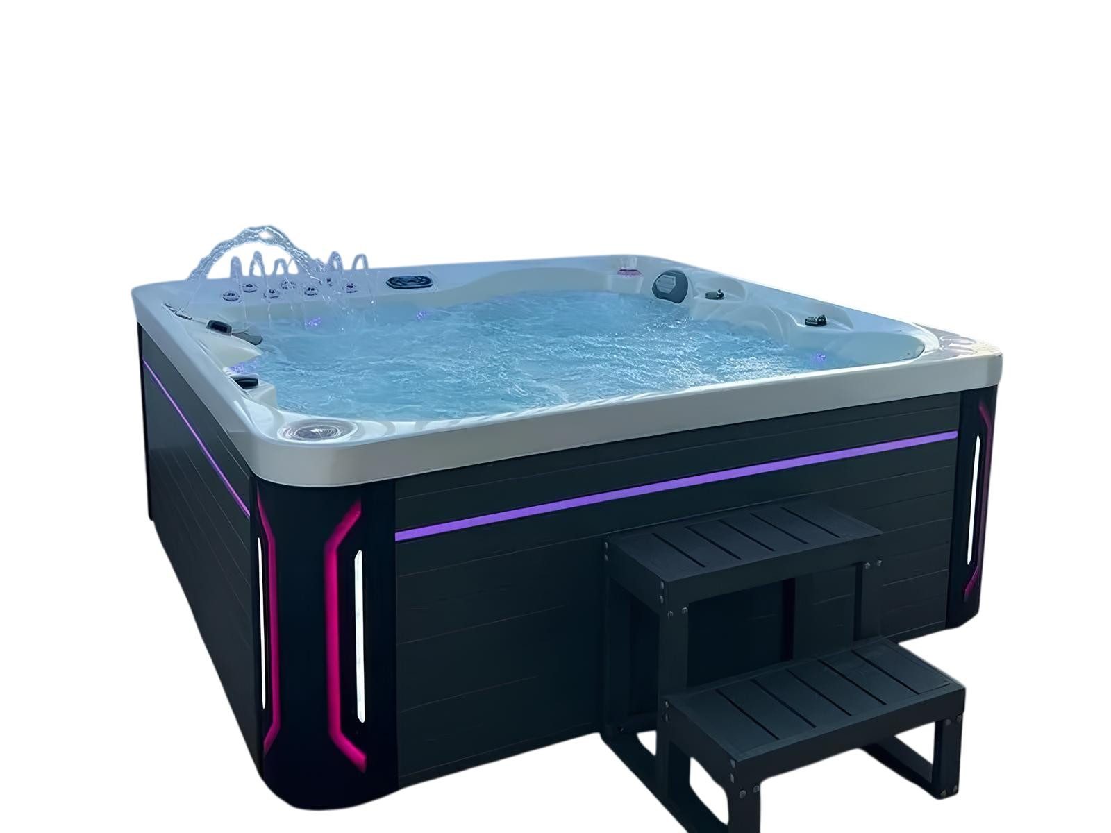 JVmoebel Whirlpool-Badewanne Relaxpool Sprudelbad Weiß - Outdoor Hydromassagewanne mit Düsen, Made in Europe