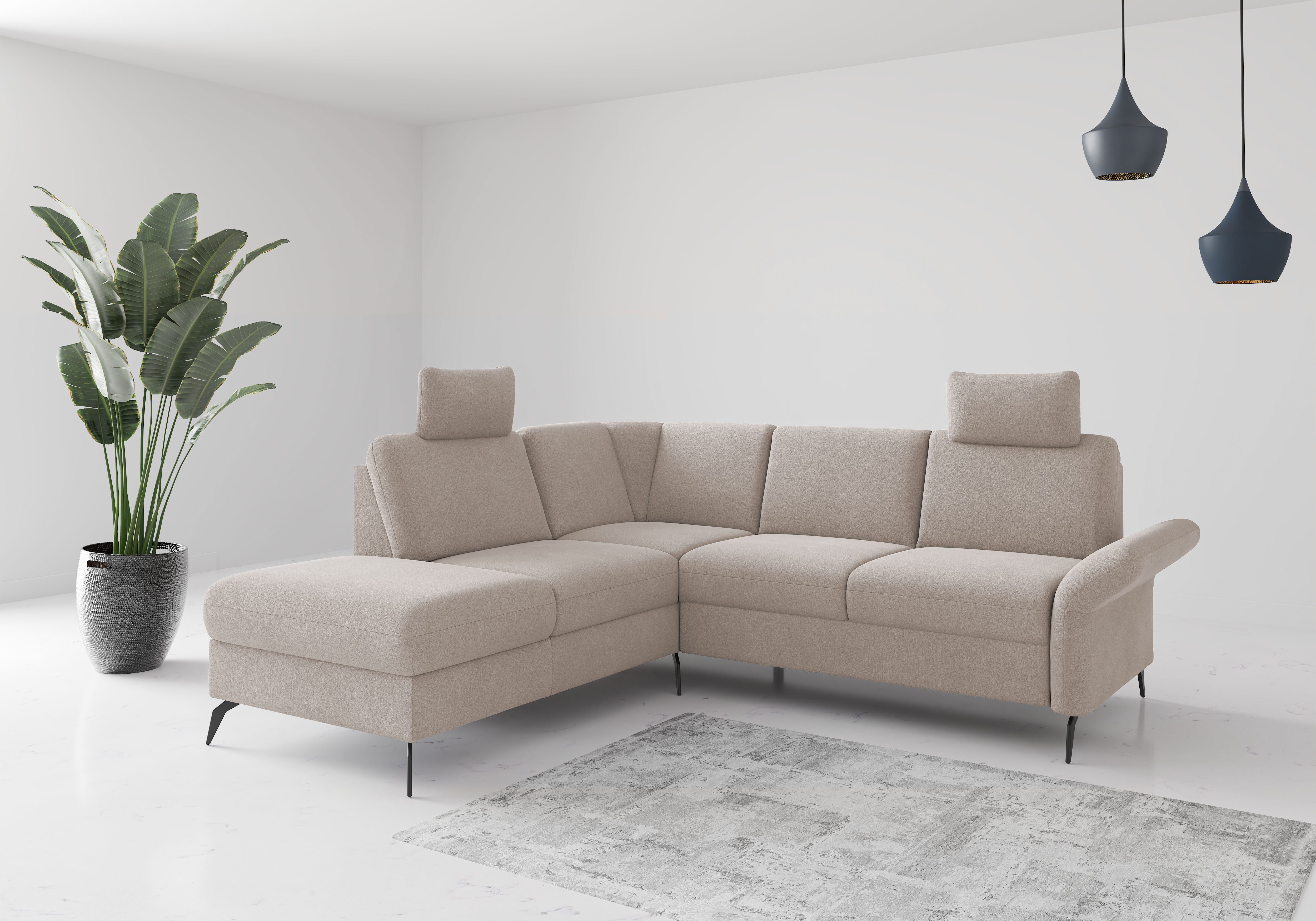 OTTO home Ecksofa Rochelle, wahlweise mit Schlaffunktion, Bettkasten und Armteilverstellung