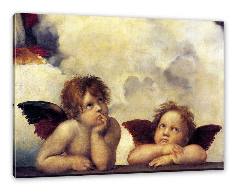 Pixxprint Leinwandbild »Raffael - Sixtinische Madonna zwei Engel«, Wanddekoration (1 St), Leinwandbild fertig bespannt, inkl. Zackenaufhänger