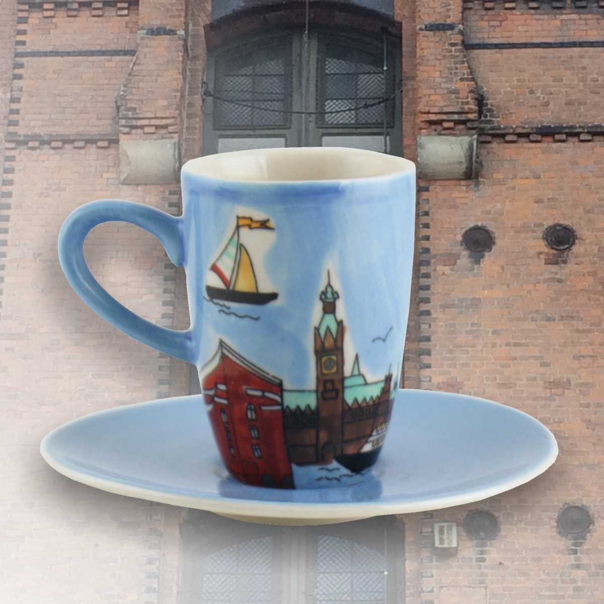 Mila Espressotasse Mila Keramik Espresso-Tasse mit Untere Motiv Hamburg, Keramik