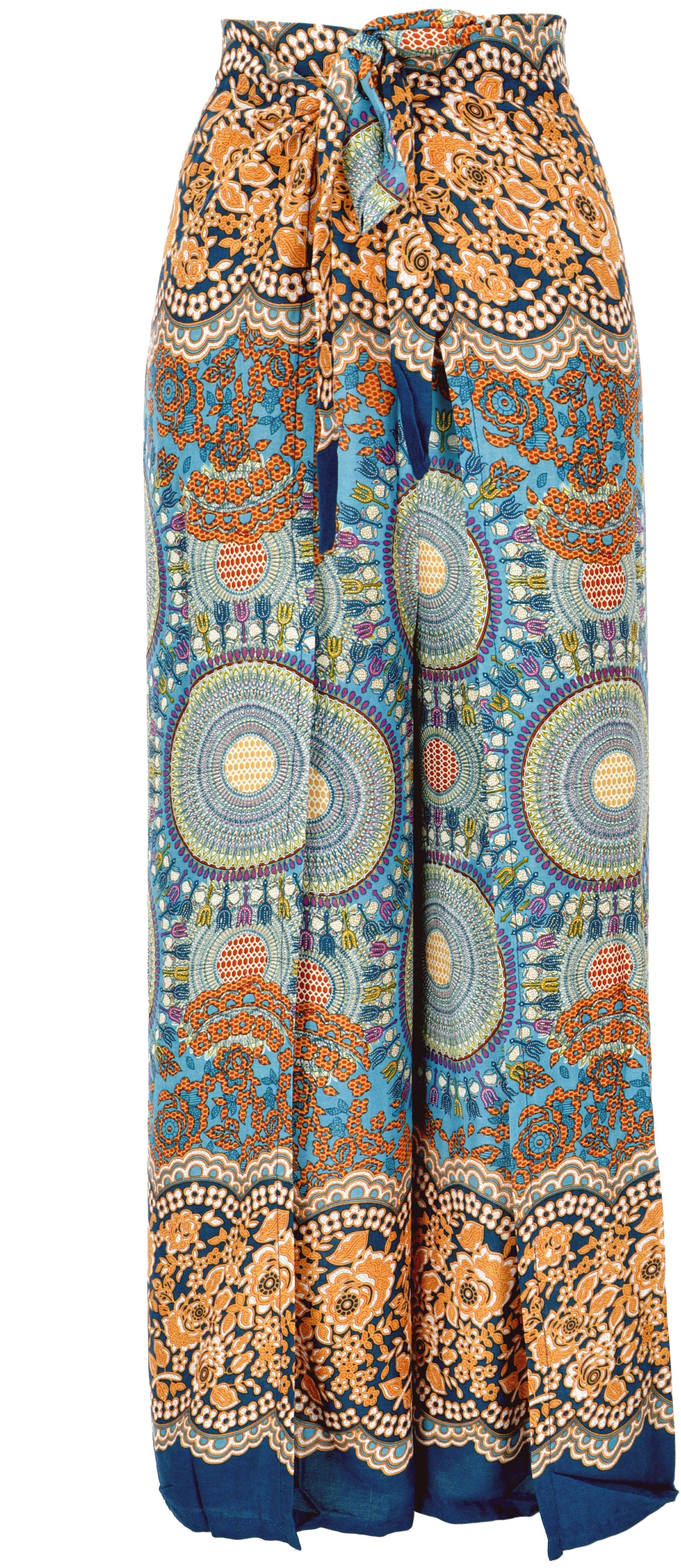 Guru-Shop Relaxhose Palazzohose, langer Boho Hosenrock, Wickelhose,.. alternative Bekleidung