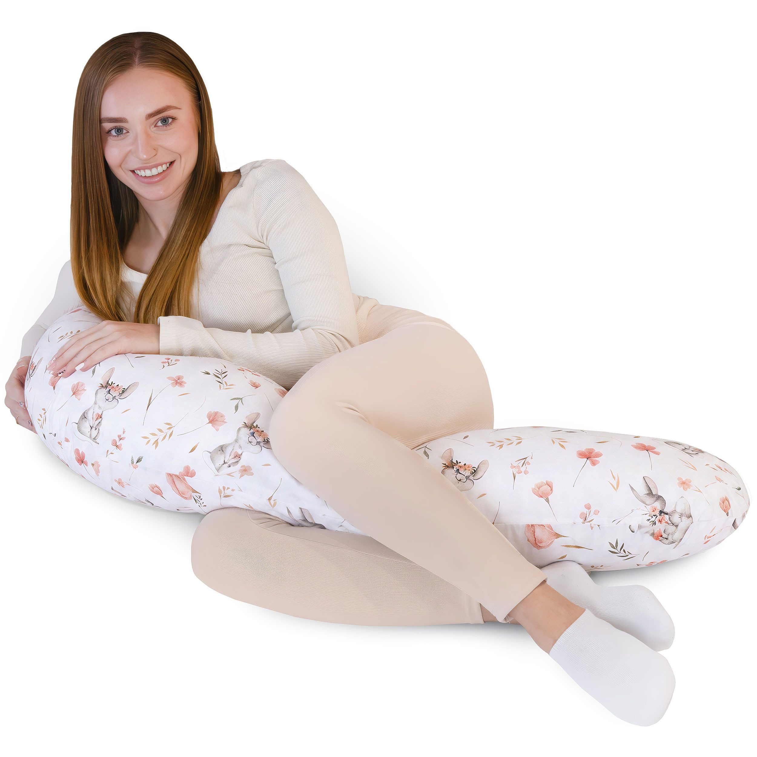 Amilian Stillkissen XXL 170 cm Seitenschläferkissen Lagerungskissen U-Form, Stillkissen inkl. Bezug, 170 cm lang mit Reißverschluss hergestellt in der EU