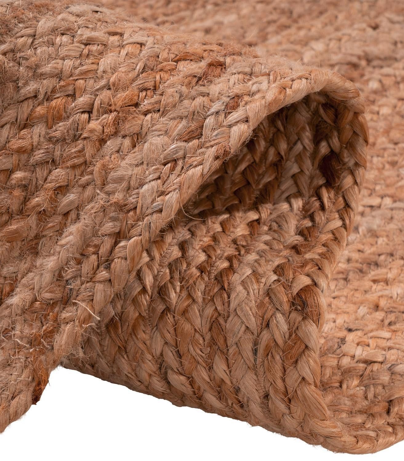Home4You Teppich Handwebteppich, 160 x 230 cm, Braun, Jute, oval, handgewebt