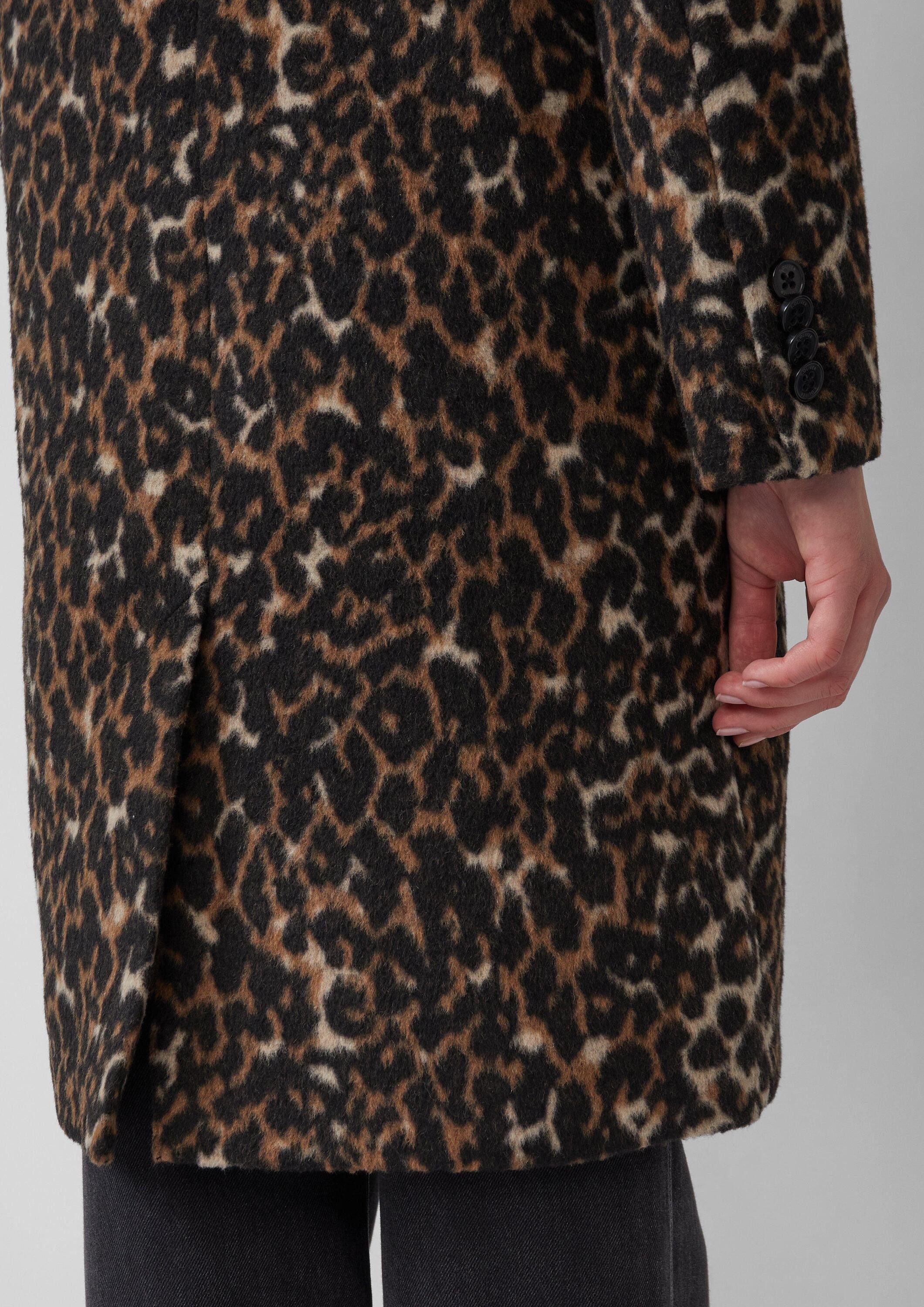 s.Oliver Funktionsmantel Outdoor-Mantel Wollmixmantel mit Leo-Muster und Eingrifftaschen