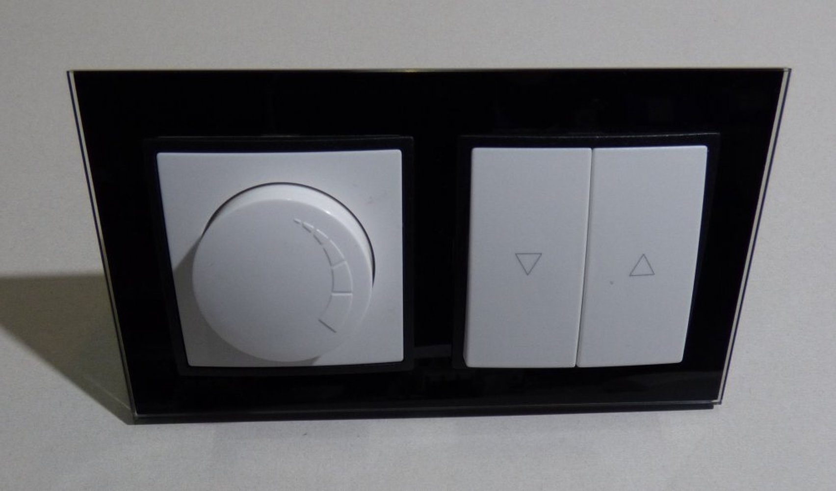 Lichtideen Schalter 7987 Abelka Nuovo schwarz GLAS Dimmer + Jalousie Taster (Taster, Schalter, Anennendose, Steckdose mit USB lieferbar)