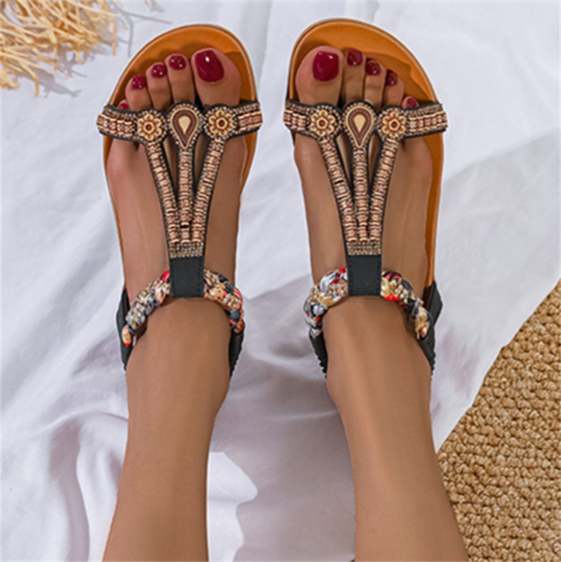 YOOdy~ Peep-Toe-Sandalen Sandalen Riemchensandale sommer Elegant Schwarz Sommermode Neue damen