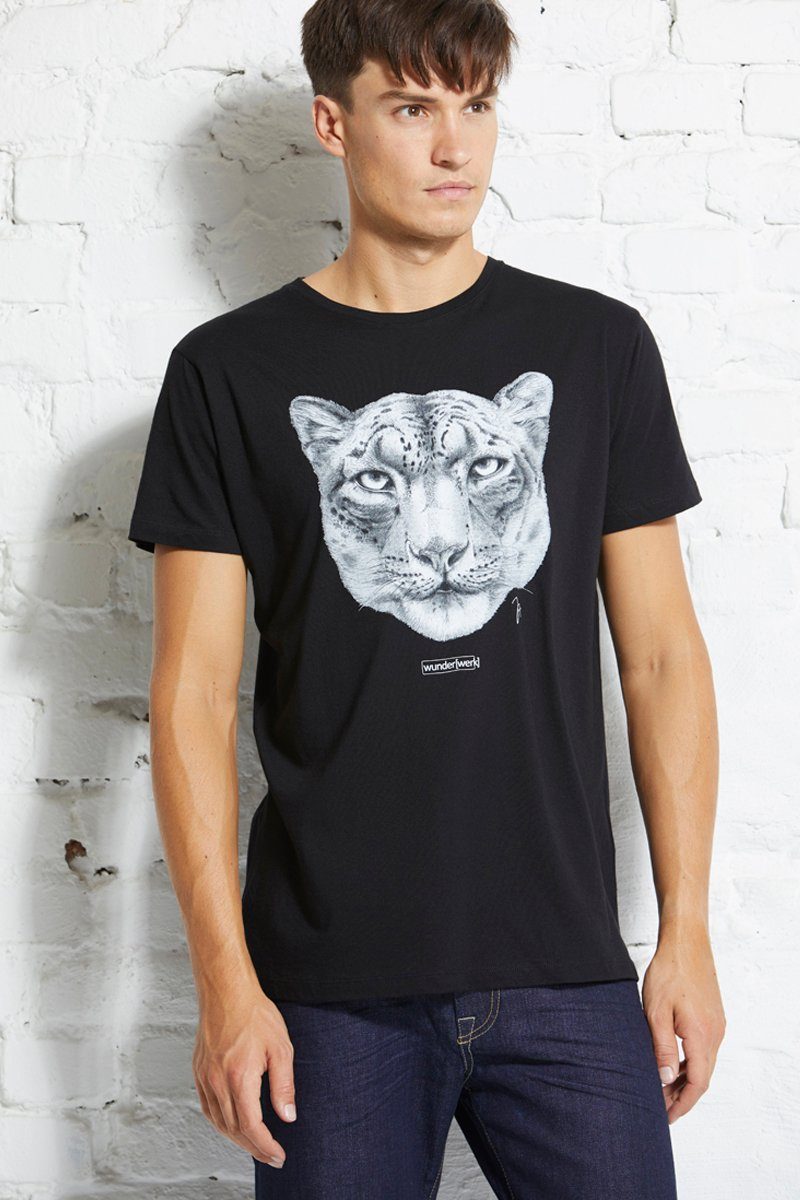 wunderwerk Rundhalsshirt Tee snow leopard male 900 - black