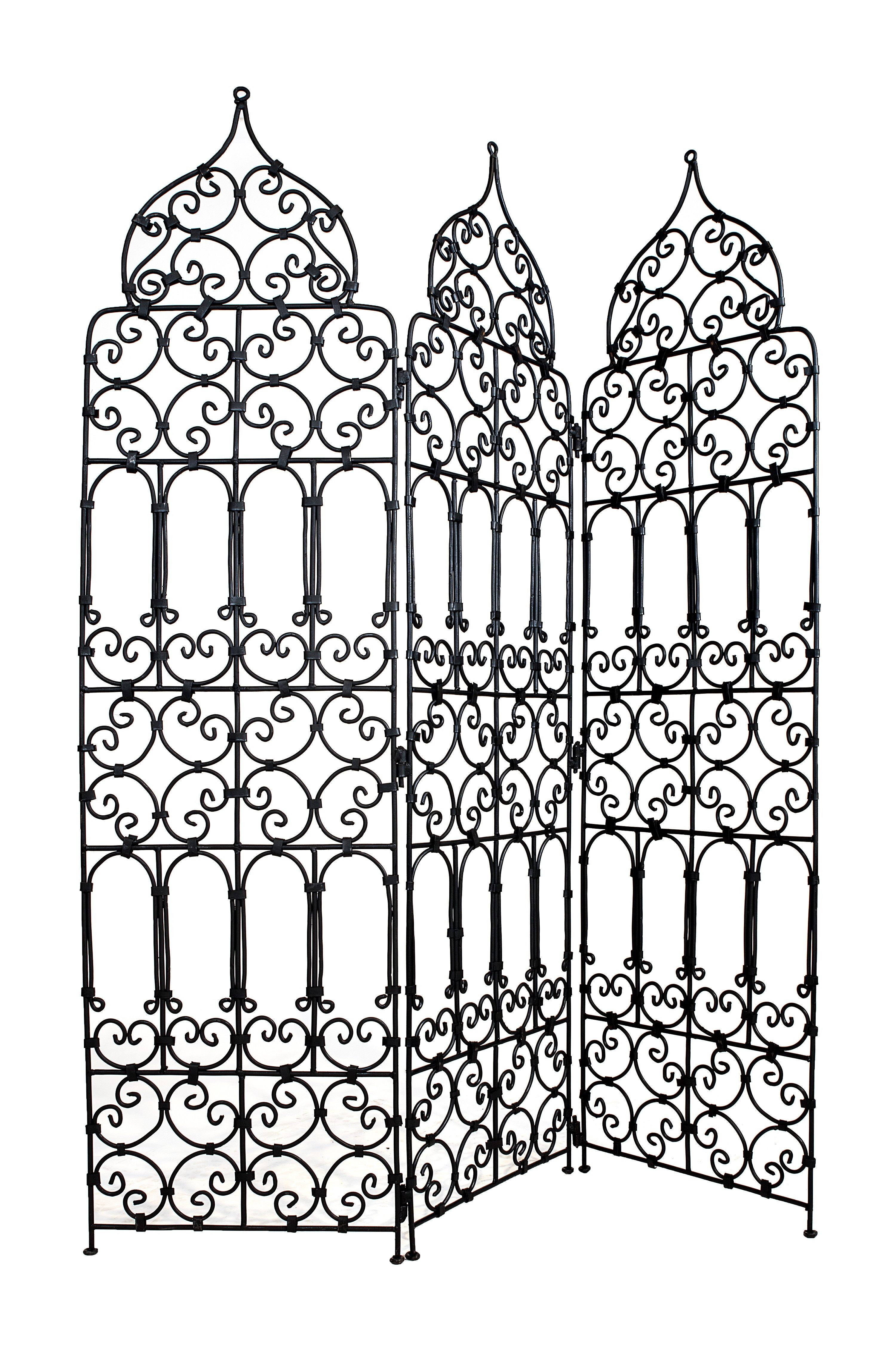 Marrakesch Orient & Mediterran Interior Paravent Paravent Marrakesch im Orient-Design aus Schmiedeeisen, Schwarz 150 cm (1 St), Handarbeit
