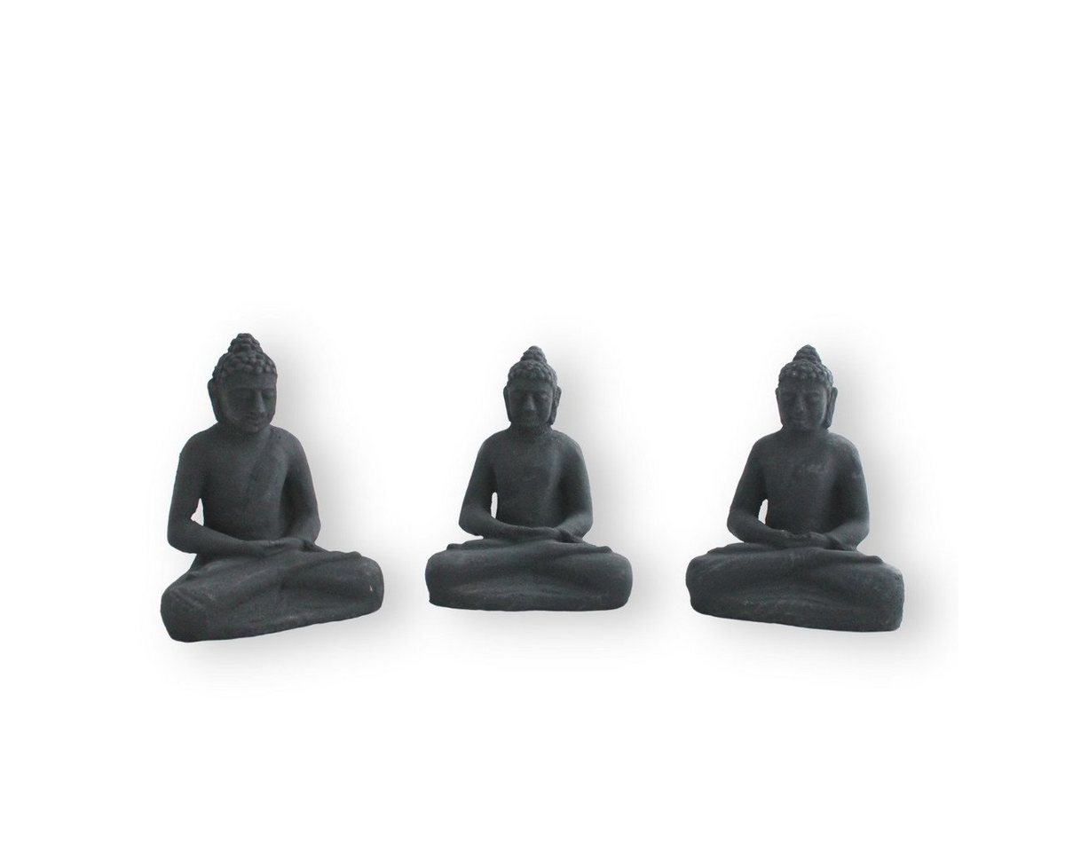 colourliving Buddhafigur Buddha Figur 3er Set aus Stein Buddhafigur Feng Shui Dekofigur (3 St), Handbemalt, Wetterfest, 3er Set