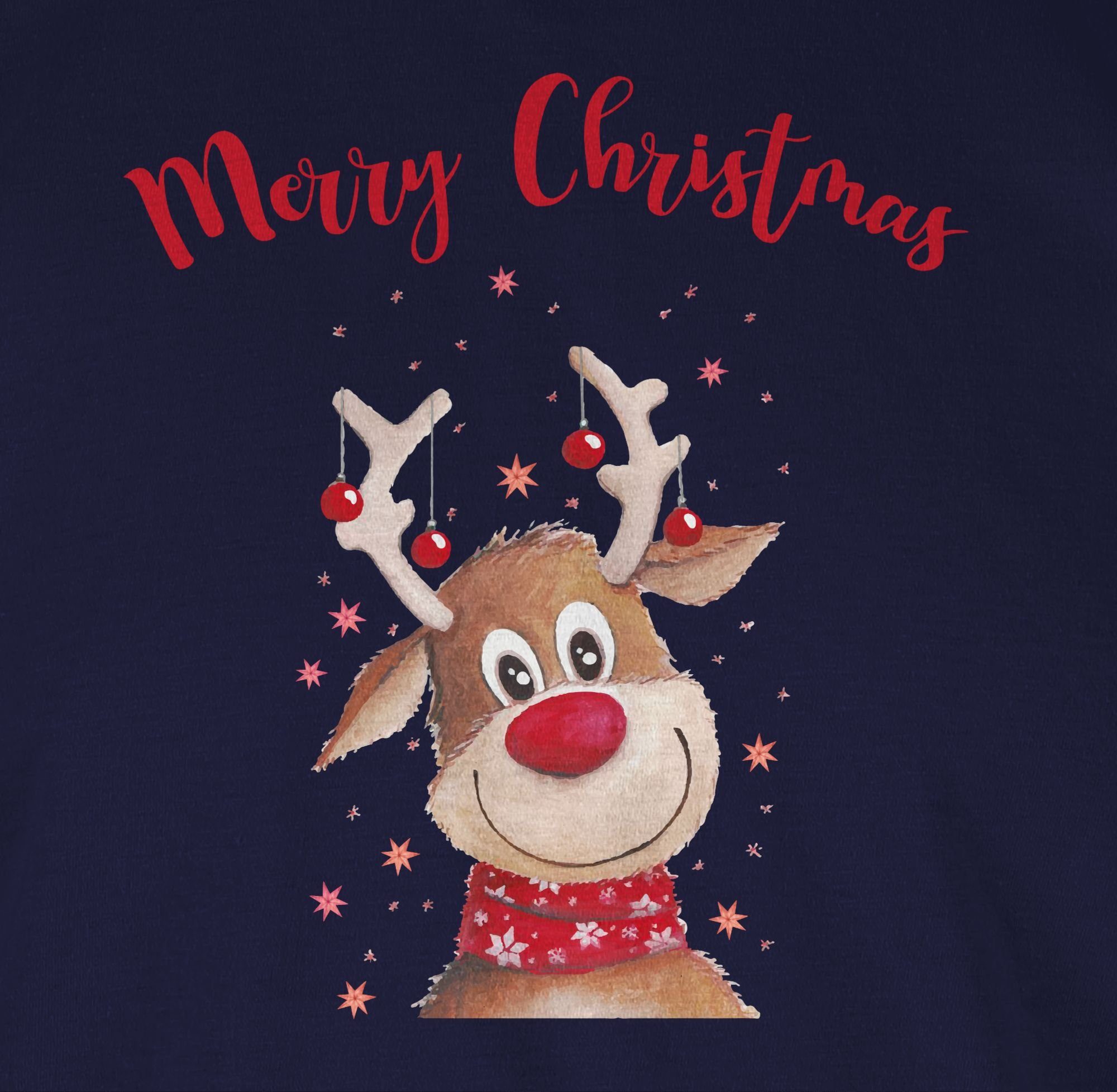 Shirtracer Rundhalsshirt Merry Christmas Rentier I Elch Weihachten Kleidung günstig online kaufen