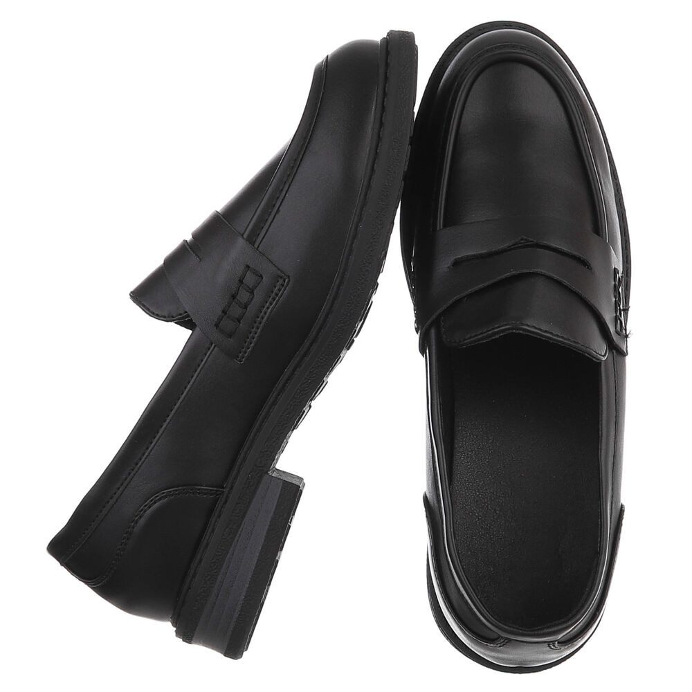 Ital-Design Damen Loafer Pennyloafer mit Blockabsatz Slipper (91742630) Blockabsatz Mokassins in Schwarz