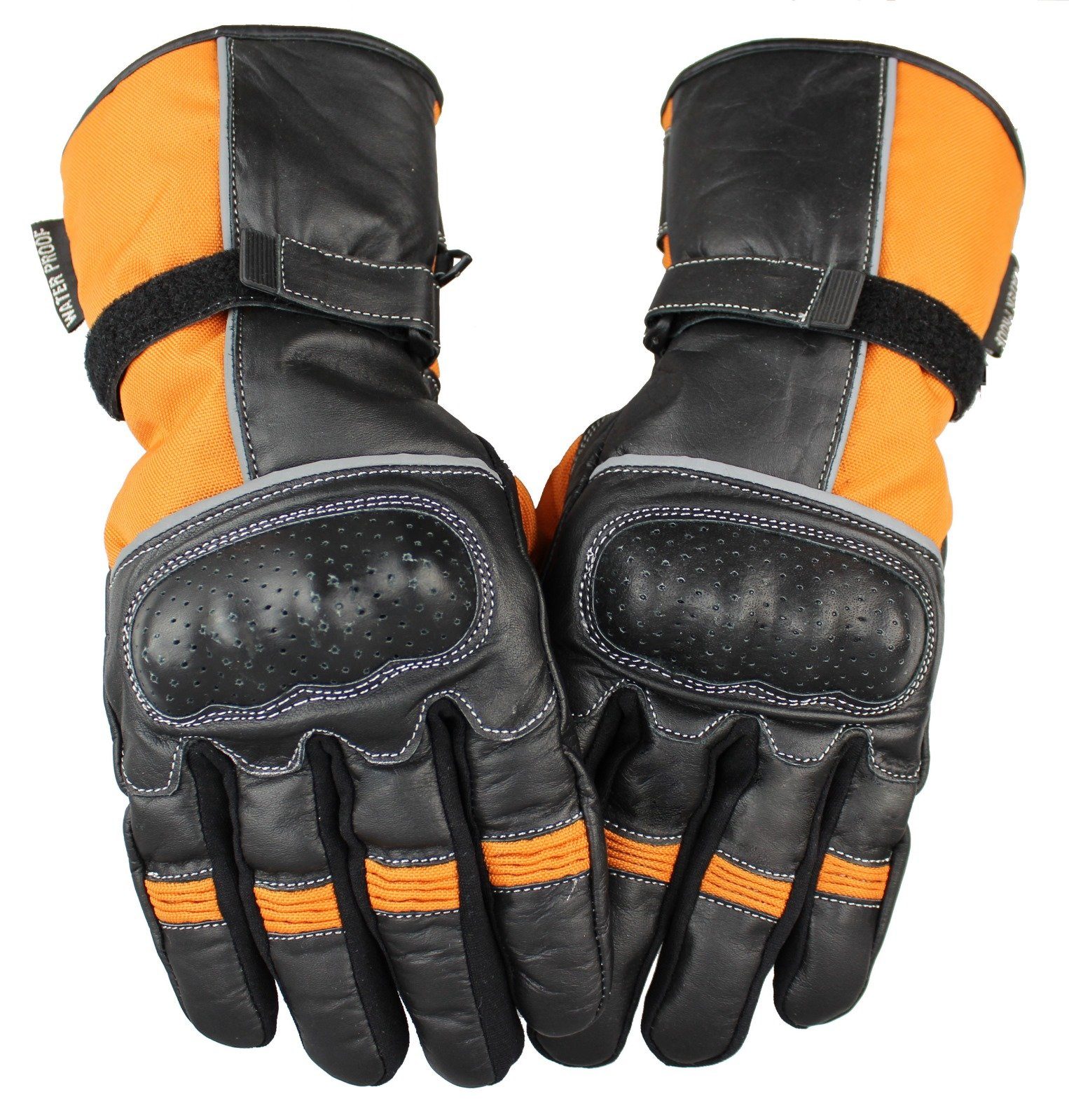 Winter Biker Motorradhandschuhe + Handschuhe Reflektierende Handschuhe Atmungsaktiv + (Touchscreen Funktion) Winddicht Alpha für Custom Speeds Wasserdicht + Orange Material Racing