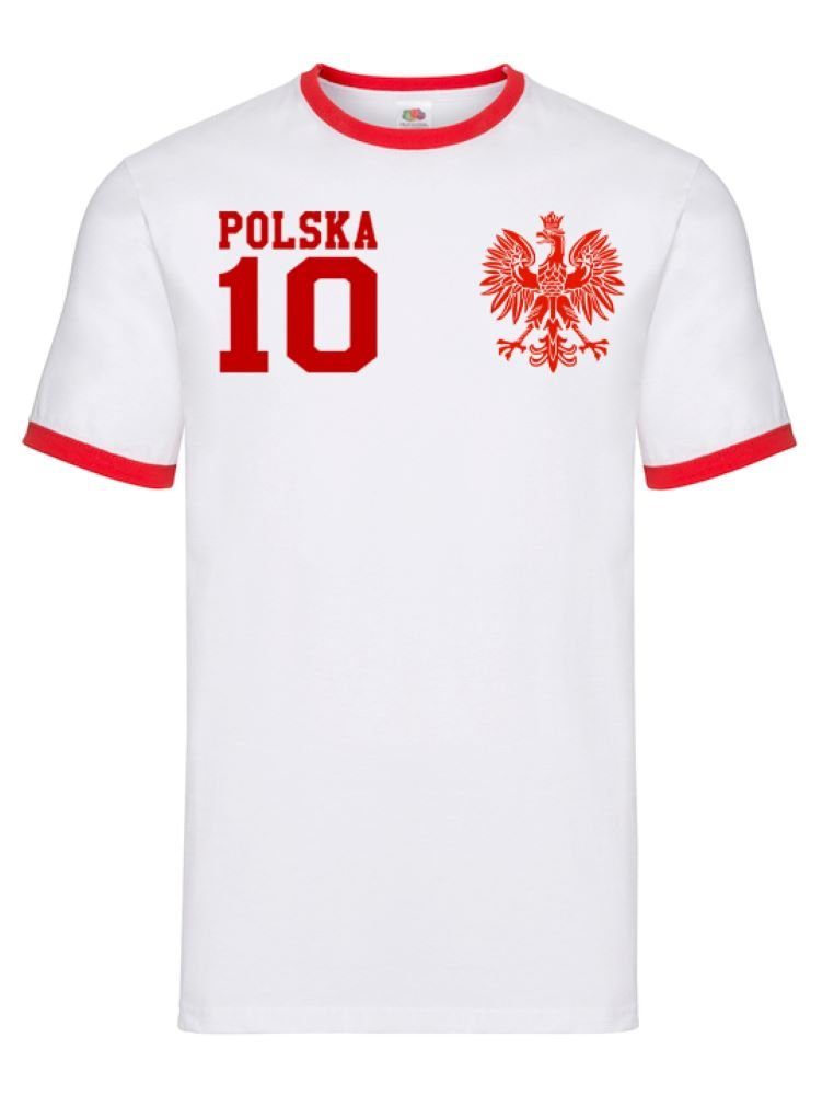 Blondie & Brownie Weltmeister EM Europa Polska Sport T-Shirt Rot/Weiss Herren WM Fußball Trikot Polen