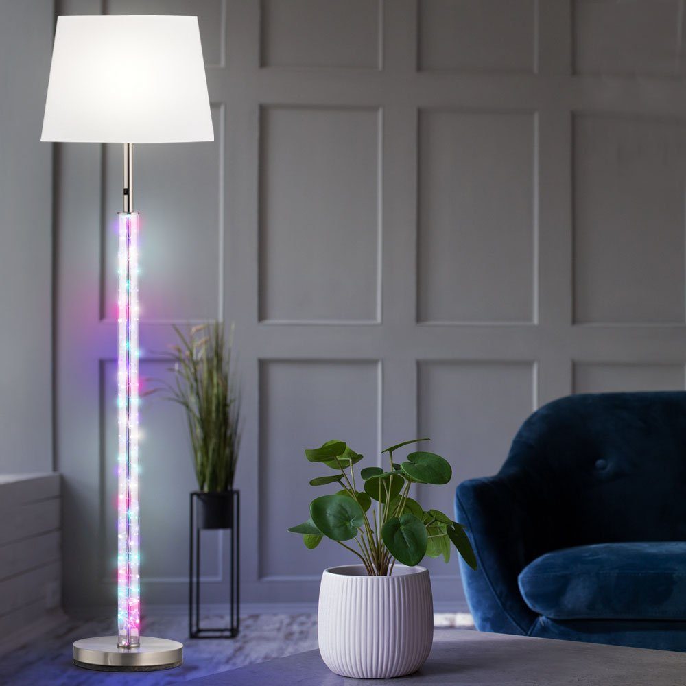 Decken Fluter Wohn Ess Zimmer Steh Lampe RGB LED Deko Textil Stand Leuchte weiß 