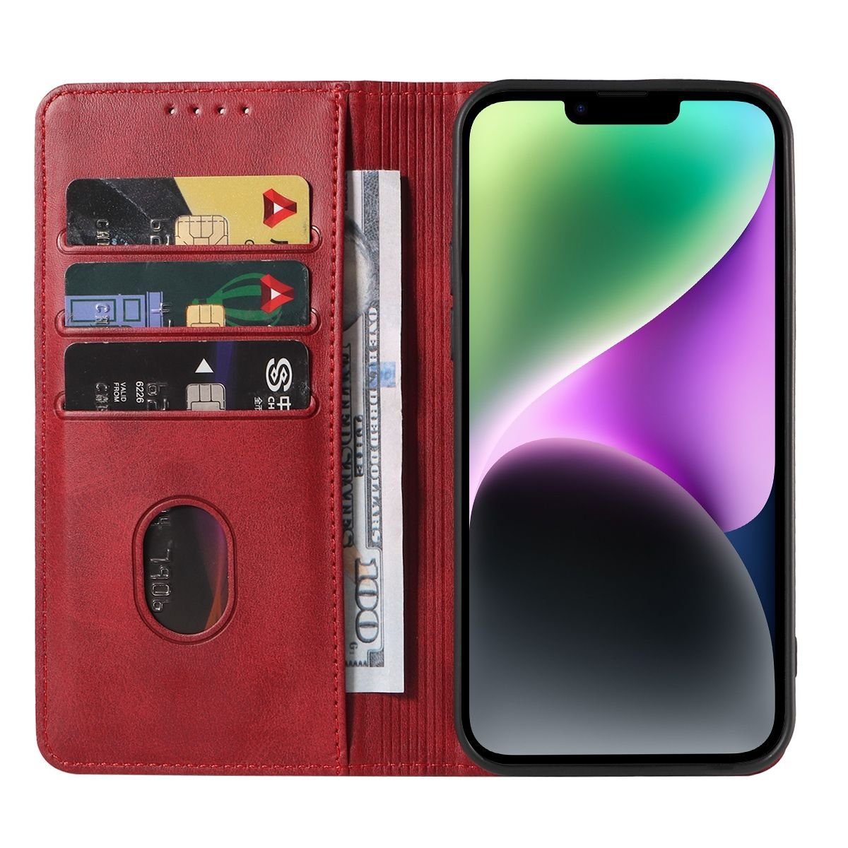 König Design Handyhülle Apple iPhone 15, Schutzhülle Schutztasche Case Cover Etuis Wallet Klapptasche Bookstyle