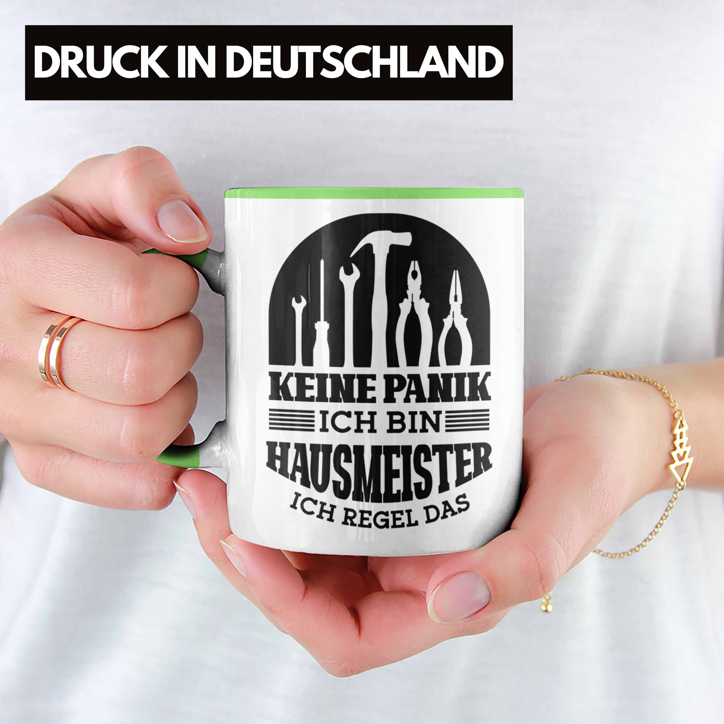 Geschenkidee für Trendation Tasse Spruch Hausmeister Hausmeiste Lustiger Tasse Grün Geschenk