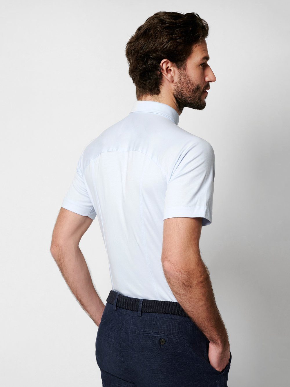 DESOTO Kurzarmhemd Jerseyhemd Casual Modern Button Down halbarm Flexibler Stretch