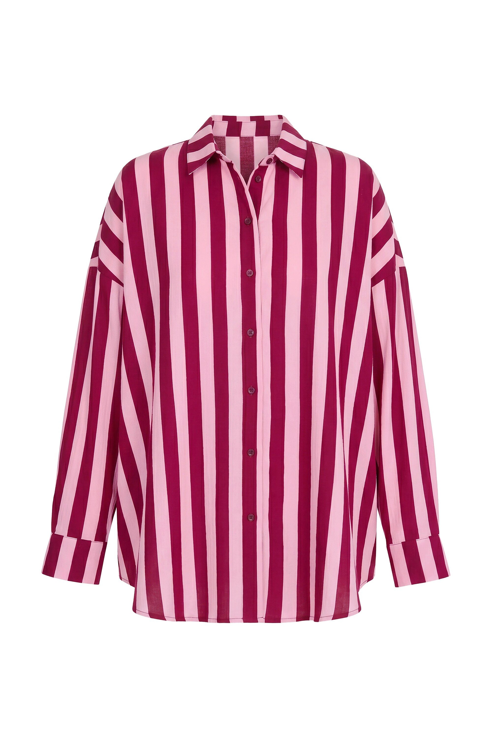 Hemdbluse Hemdbluse oversized Musselin Streifen Langarm