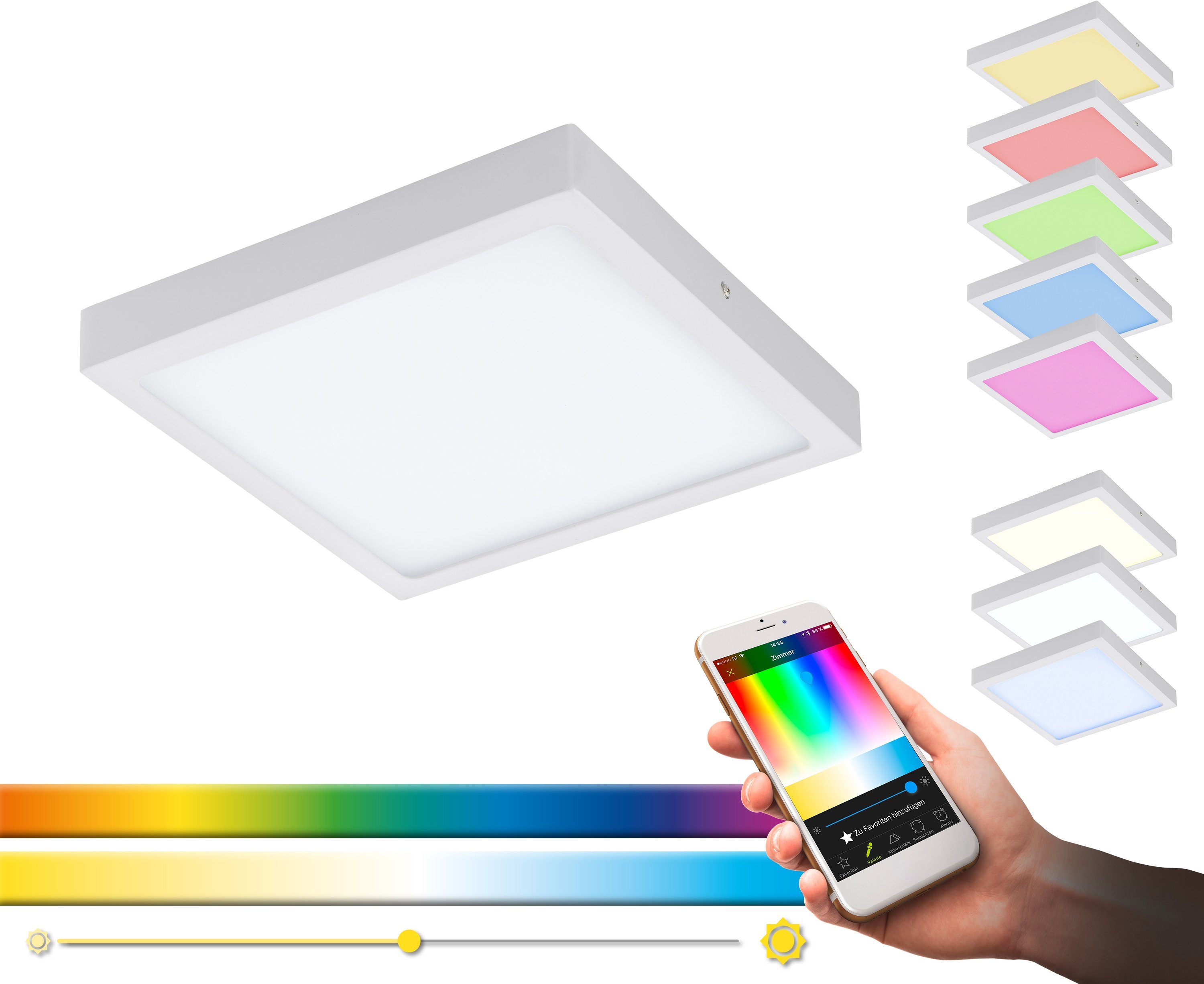 Eglo Connect LED-Aufbauleuchte Fueva Nickel matt 22,5 cm x 22,5 cm günstig online kaufen