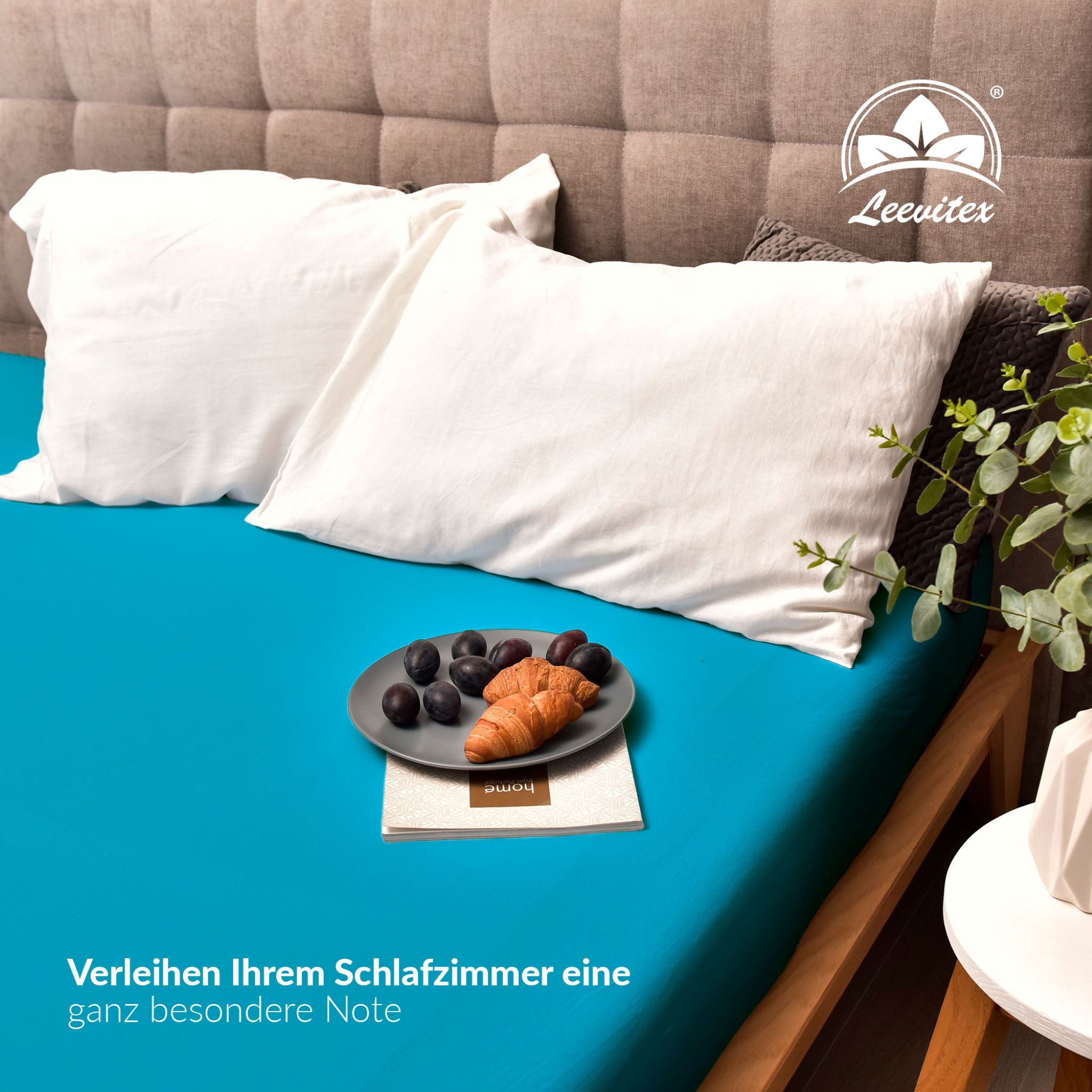 leevitex® Spannbettlaken 180x200 - 200x220 cm, 40 cm Steghöhe, Stoffdicke 150 g/m², Jersey, Gummizug: rundum, (1 Stück), OEKO-TEX® Standard 100 Zertifikatsnumme – Bild 5 von 5