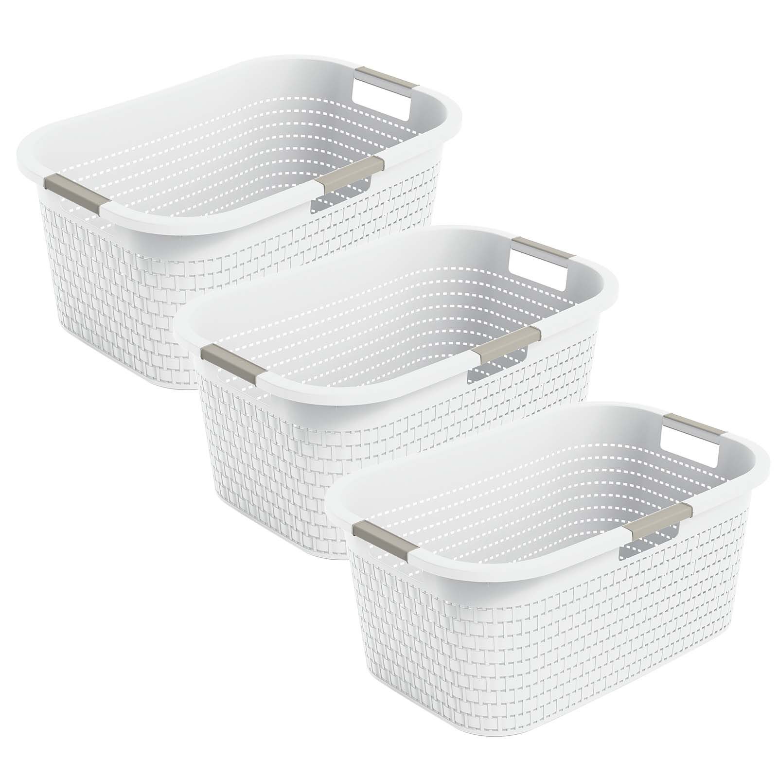 ROTHO Wäschekorb 3er-Set Wäschebox 40L COUNTRY, ergonomische Wäschebehälter mit Griffe