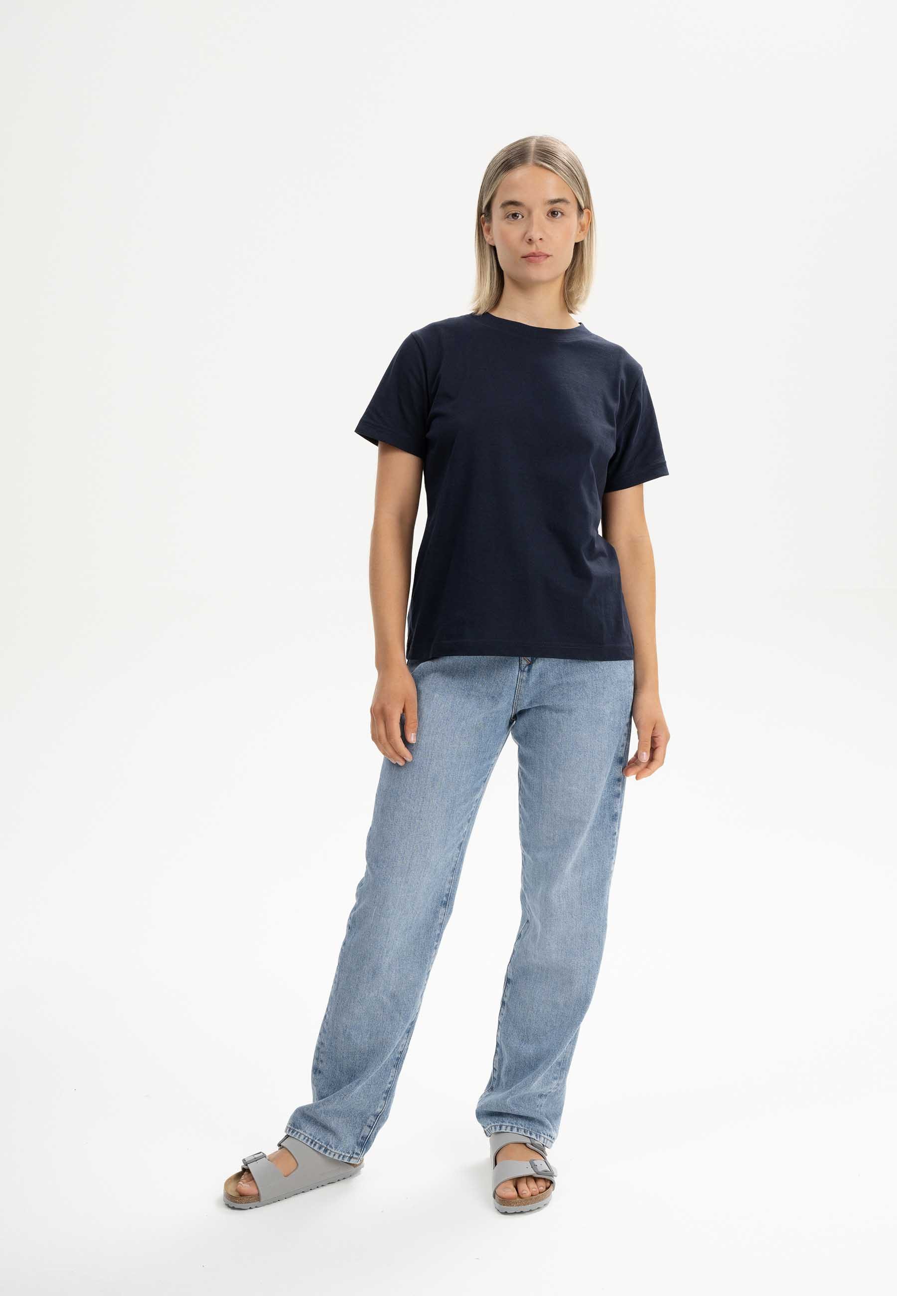 MELA Kurzarmshirt T-Shirt Style KHIRA Fein gerippter Kragen