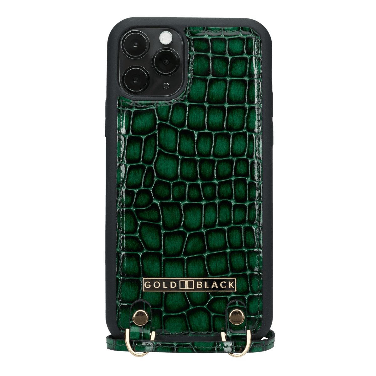 GOLDBLACK Handyhülle GOLDBLACK iPHONE 11 PRO LEDERHÜLLE MIT NECKLACE MILANO-Design GRÜN