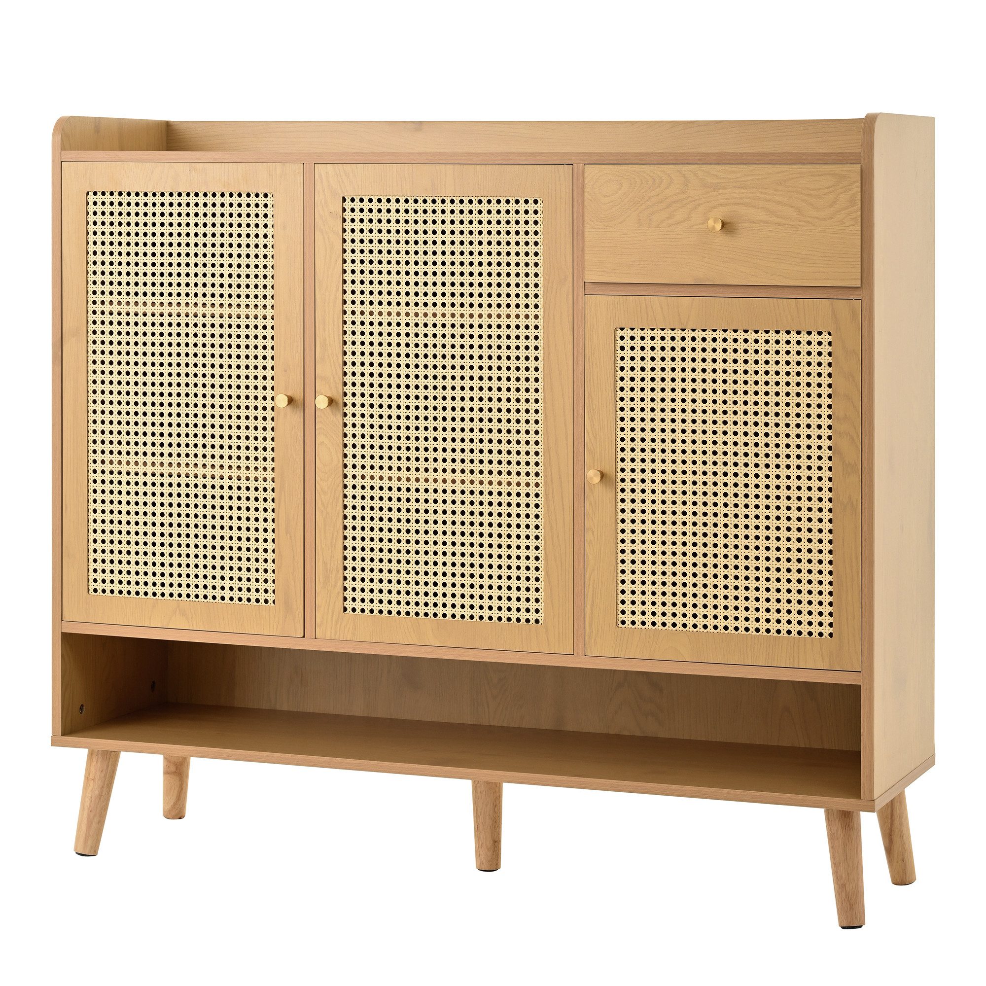 REDOM Schuhschrank aus natürlichem Rattan (Viel Stauraum mit 3 Türen, Schub günstig online kaufen