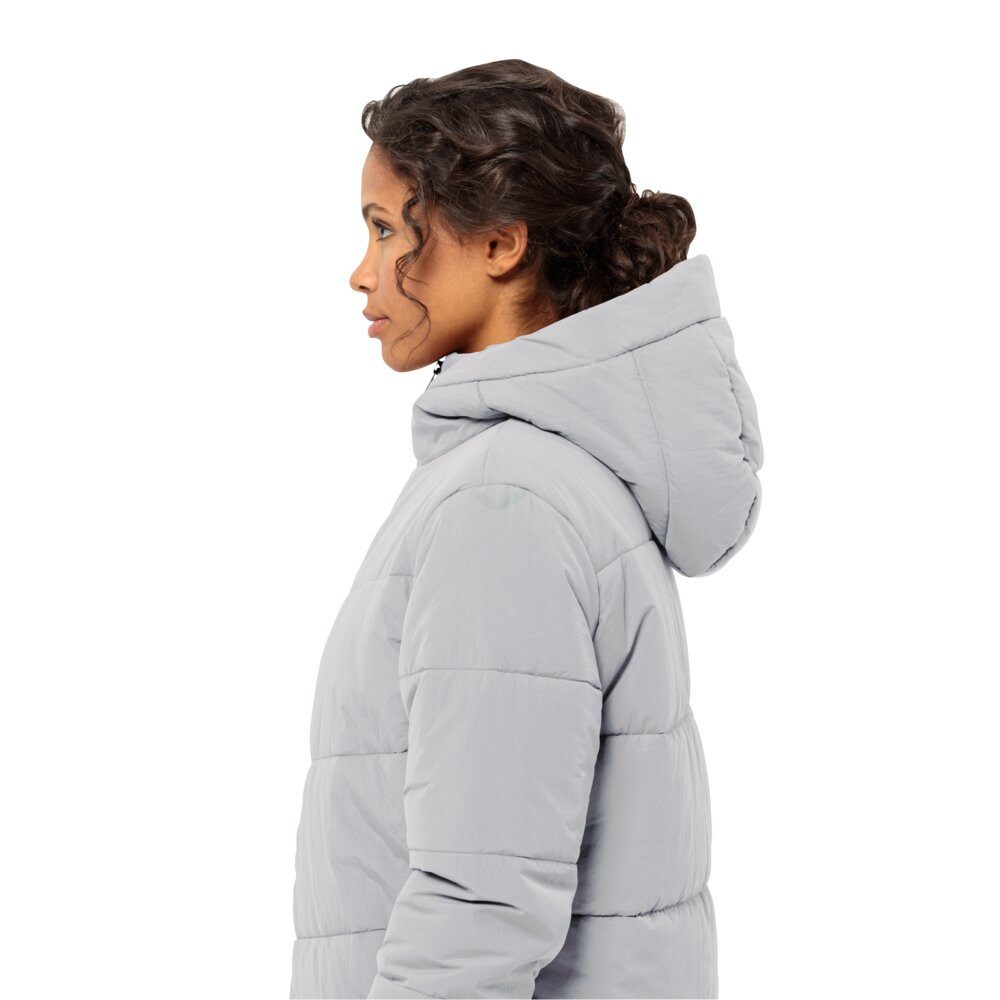 Jack Wolfskin Wintermantel Karolinger Long (warm, winddicht, sehr wasserabweisend) hellgrau Damen
