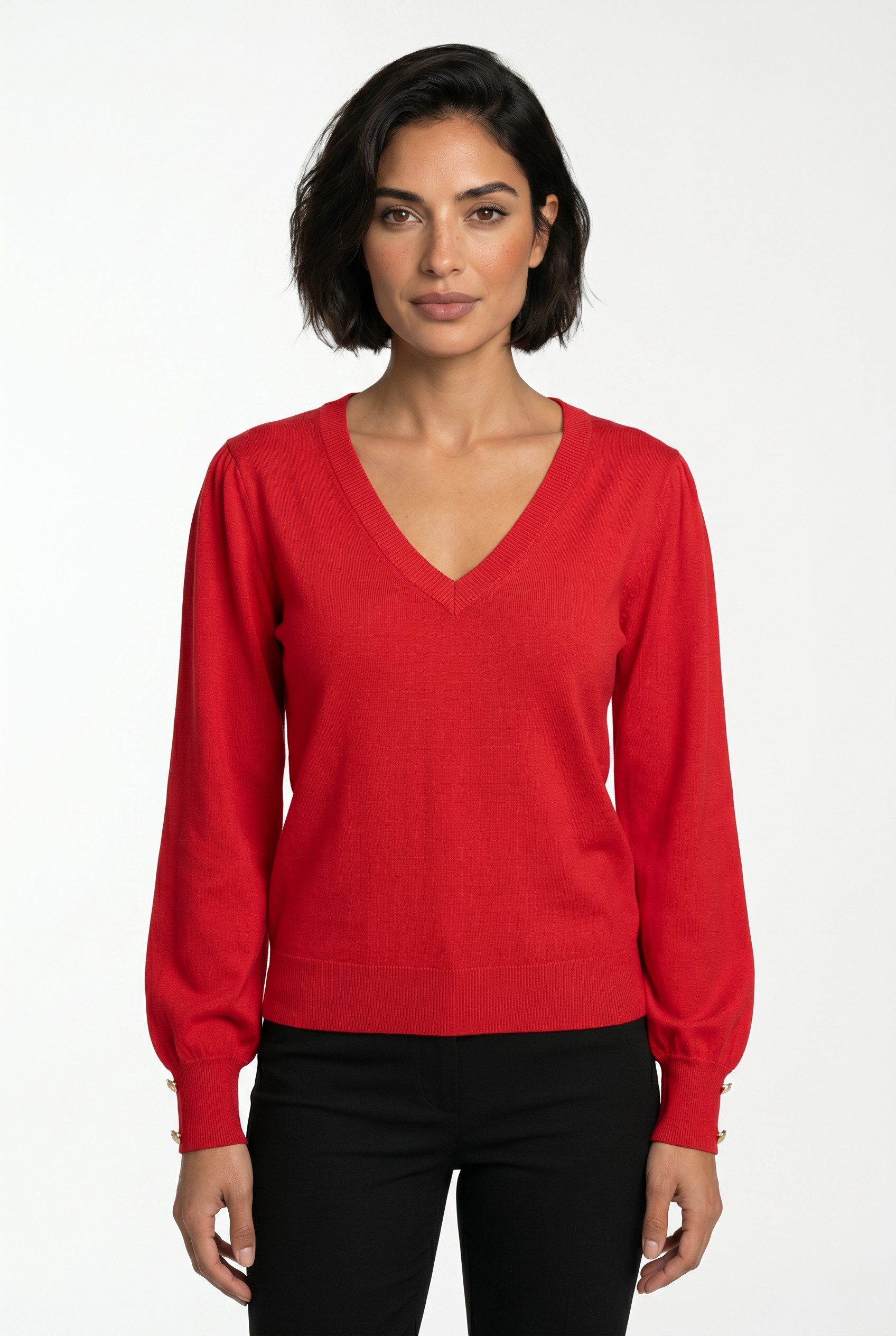 Vero Moda V-Ausschnitt-Pullover VMHOLLYKARIS LS V-NECK PULLOVER GA BOO