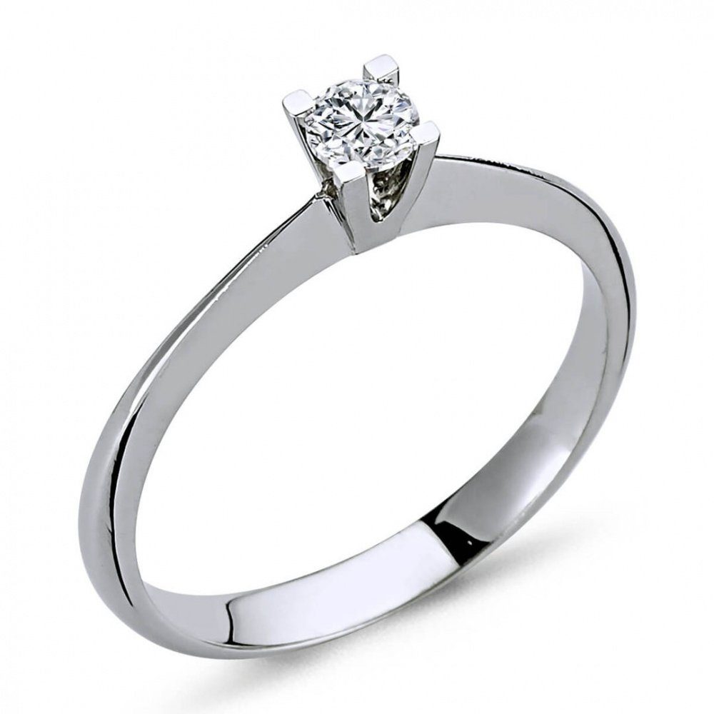 EinStein Diamant Diamantring 0,15 Carat Diamant Solitär Ring Meisterwerk  585/1000 Weißgold